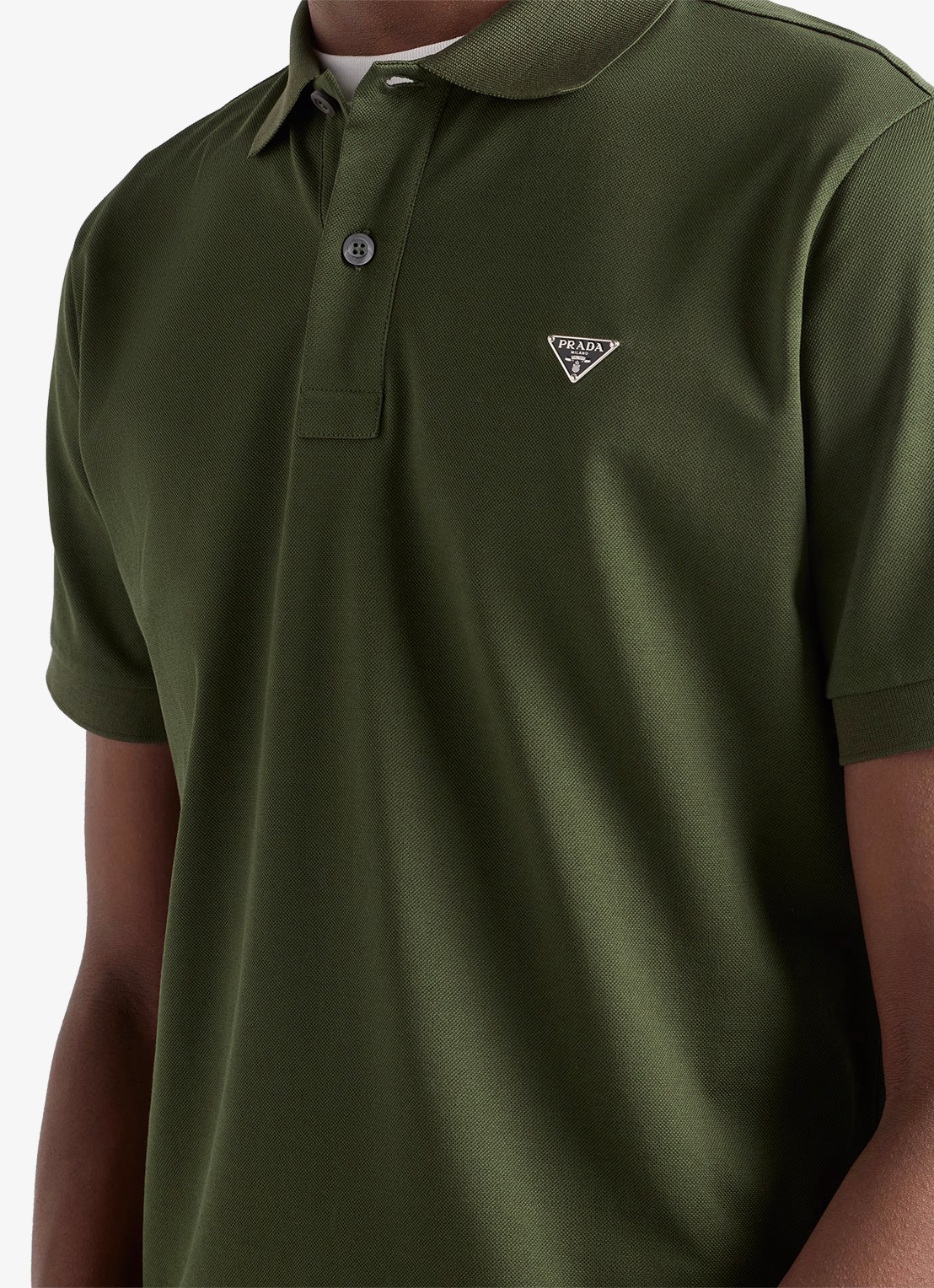 Prada Slim fit polo van piqué katoen met logo - detail 2 groen
