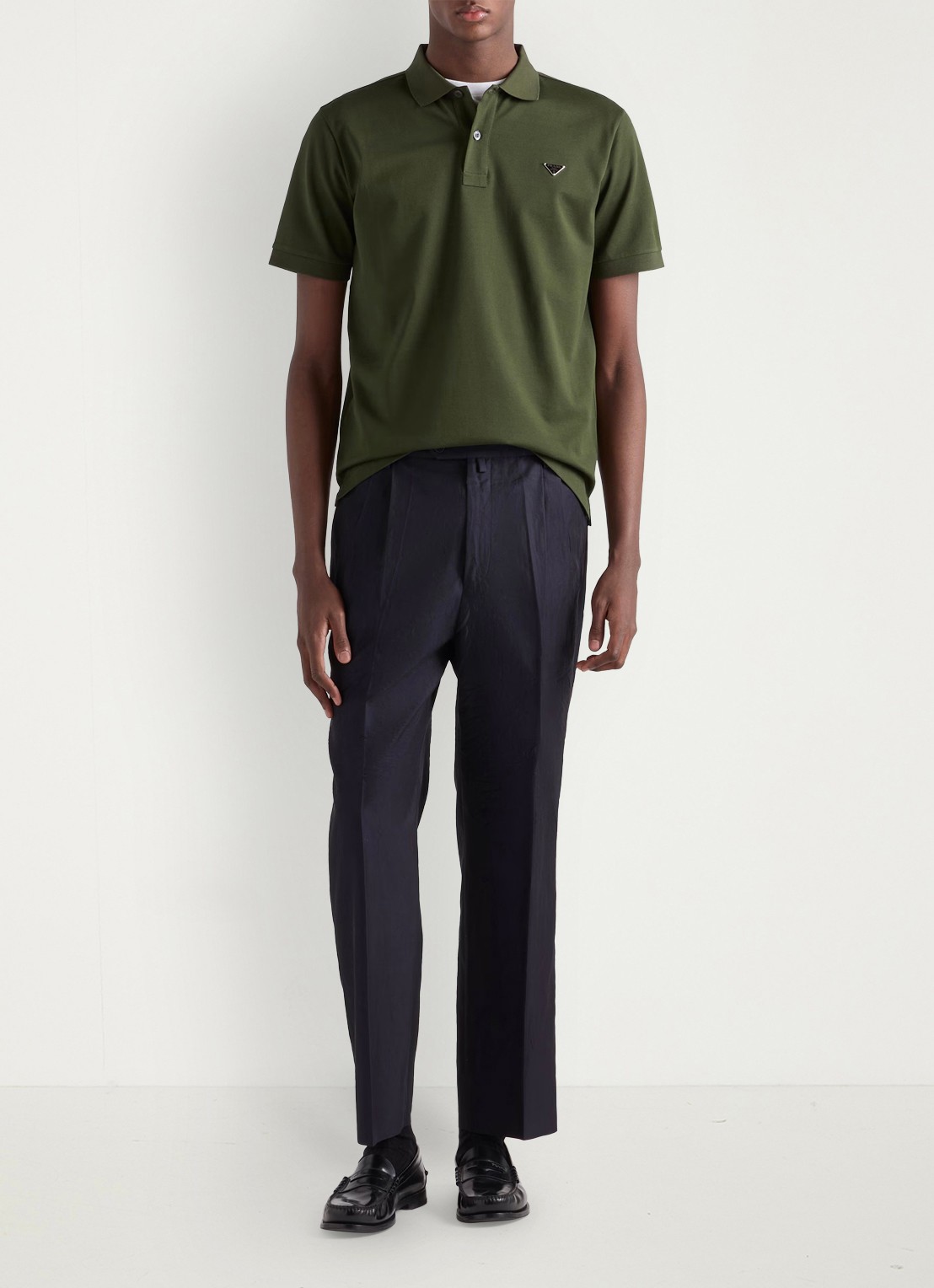 Prada Slim fit polo van piqué katoen met logo - voorkant 4 groen