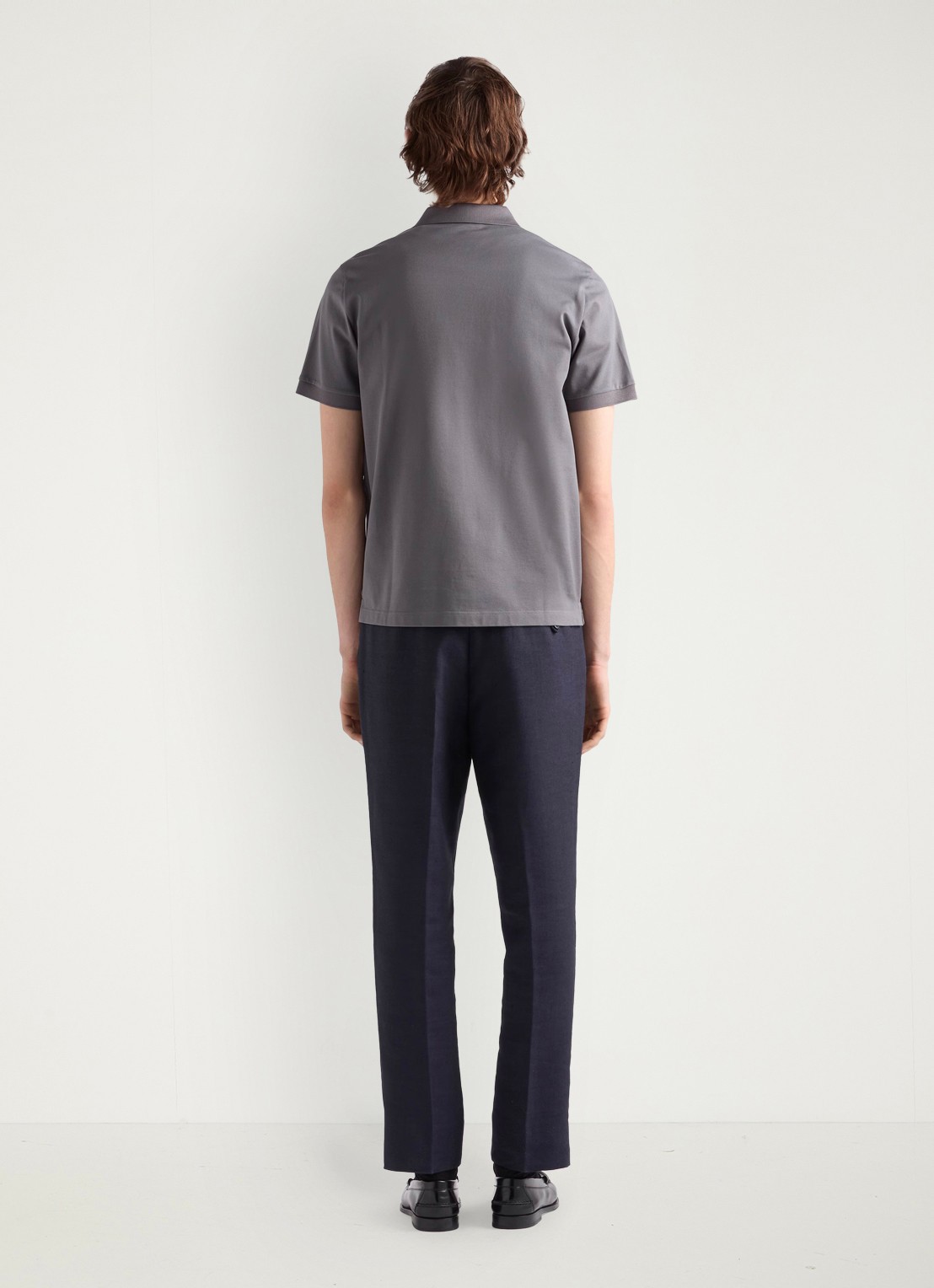 Prada Slim fit polo van piqué katoen met logo - achterkant 5 grijs