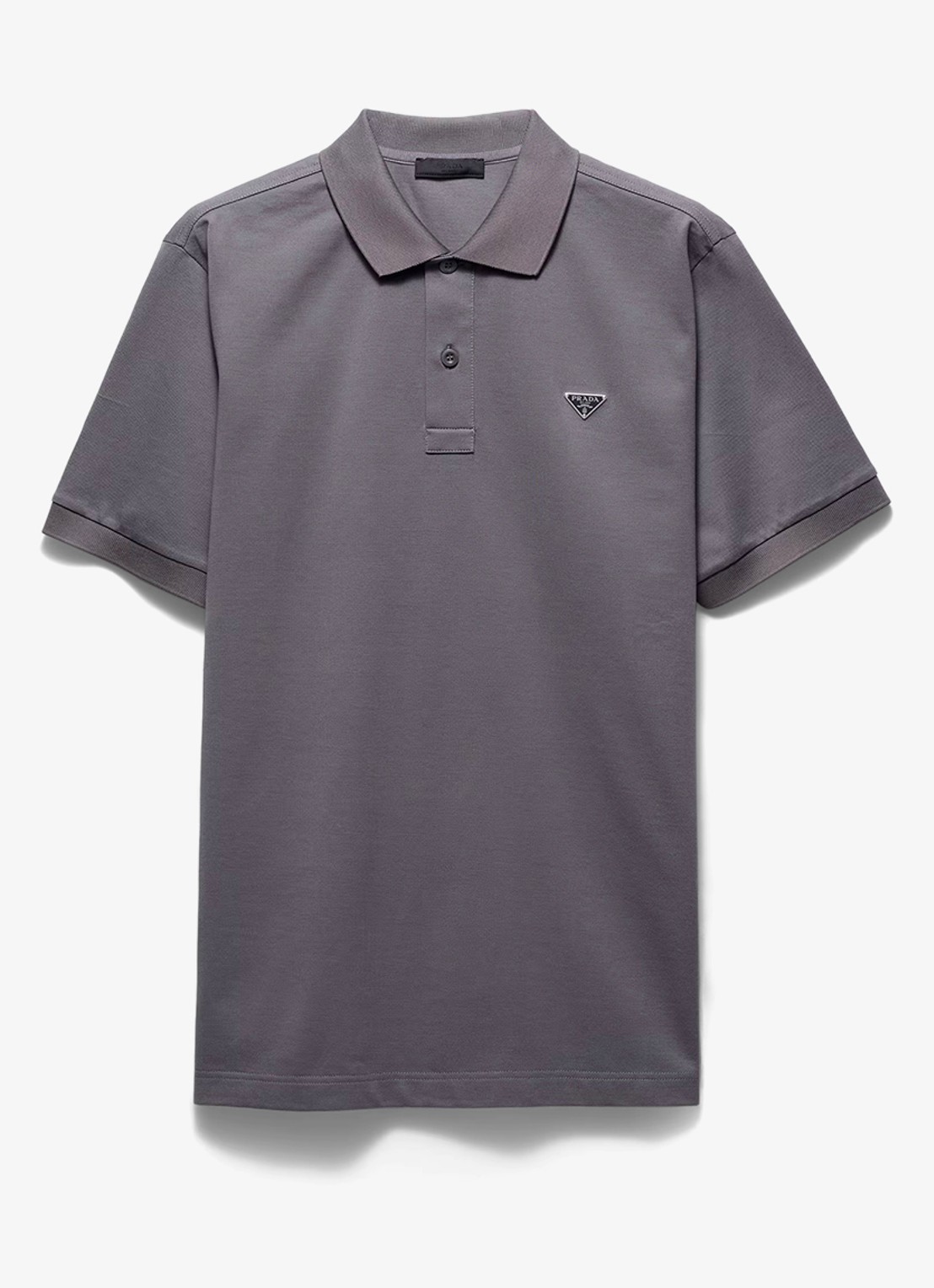 Prada Slim fit polo van piqué katoen met logo - voorkant 3 grijs