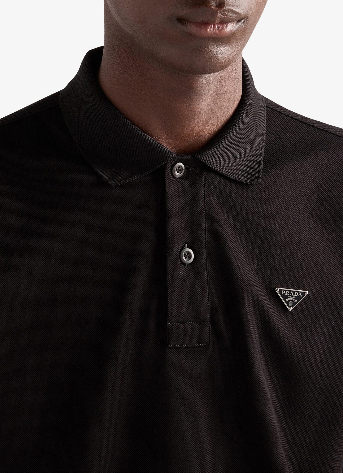Prada Slim fit polo van piqué katoen met logo - detail 4 black