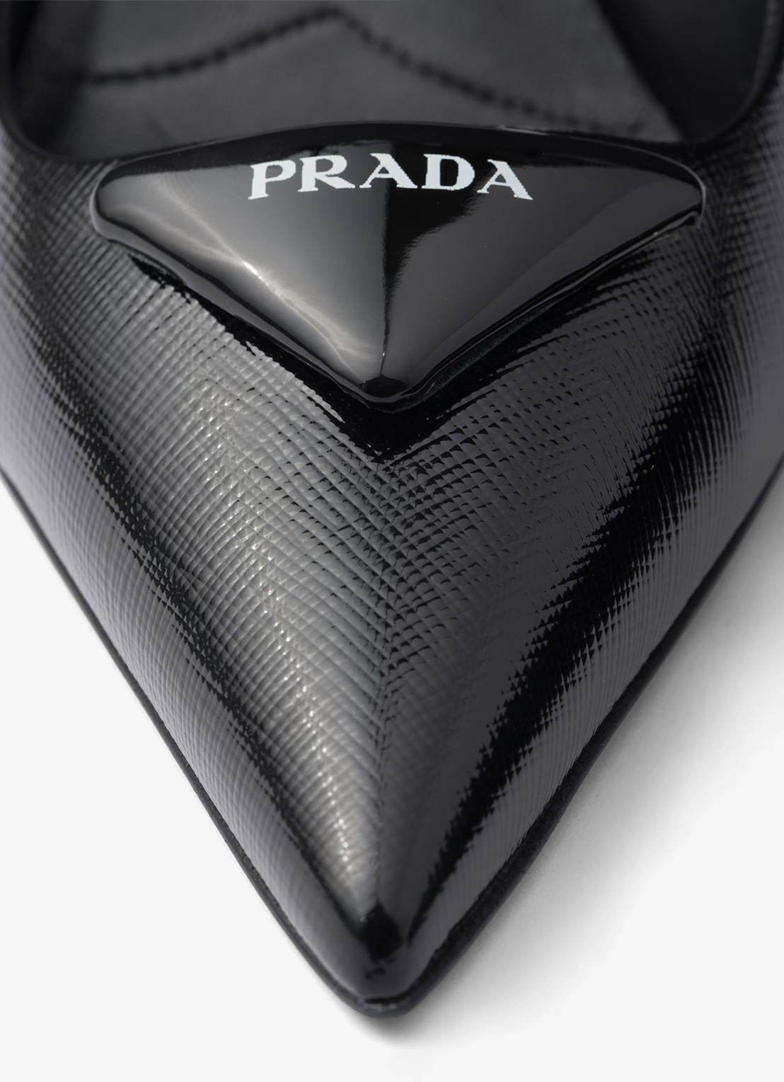 Prada Slingback van lakleer met logo - detail 5 zwart