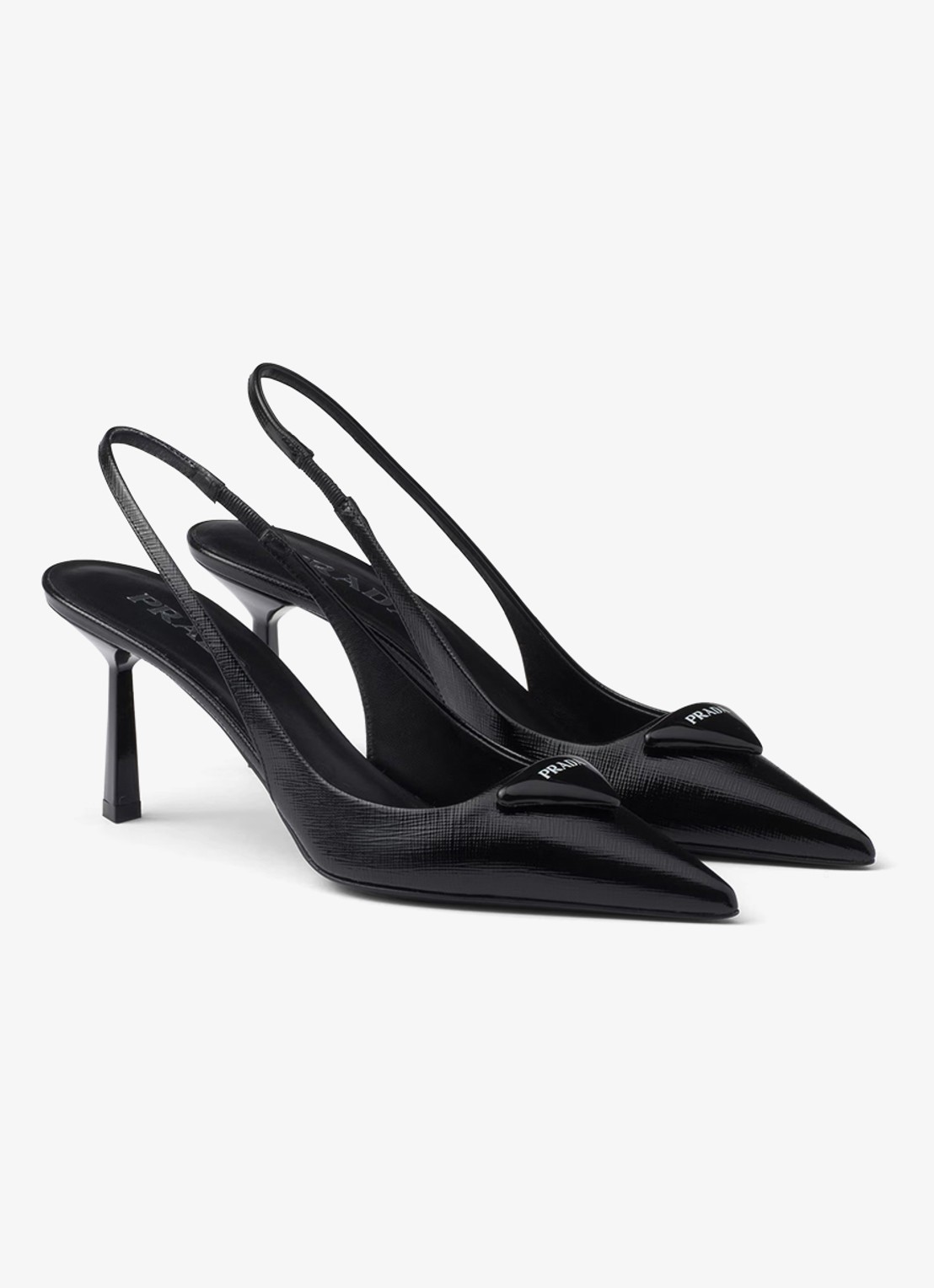 Prada Slingback van lakleer met logo - voorkant zwart