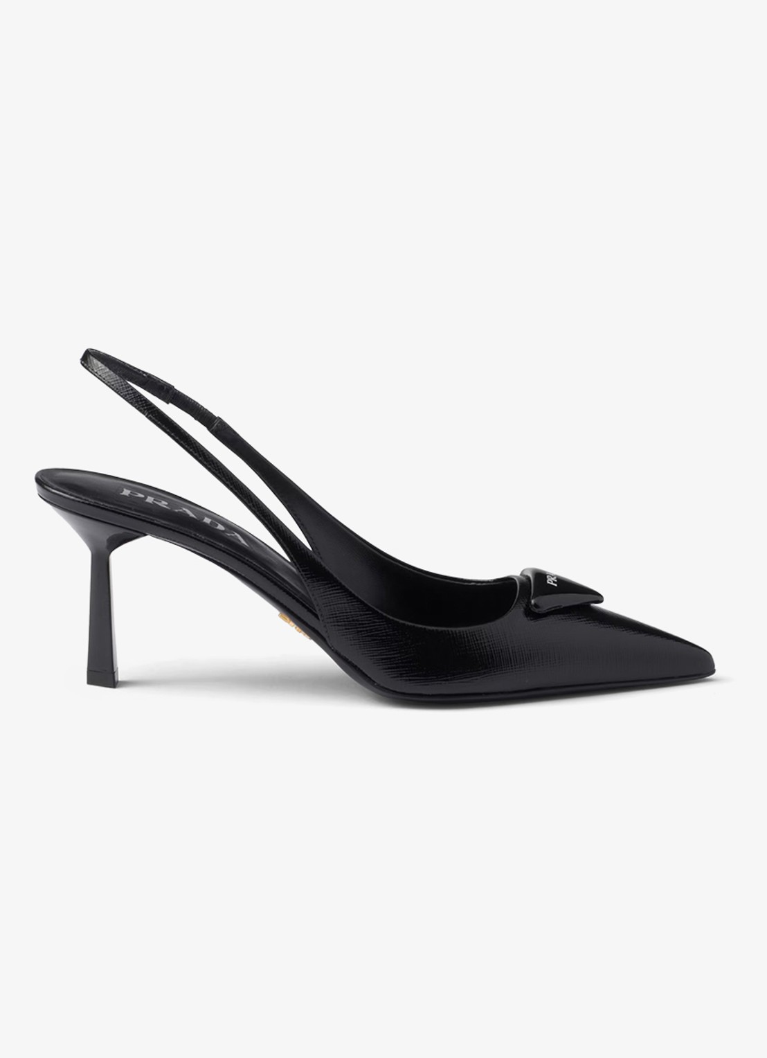 Prada Slingback van lakleer met logo - voorkant 2 zwart