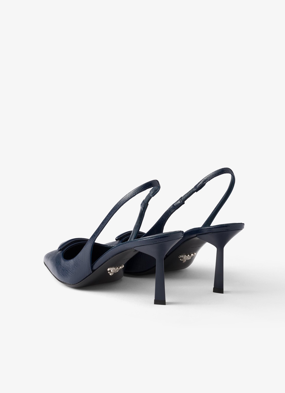 Prada Slingback van lakleer met logo - achterkant 6 donkerblauw