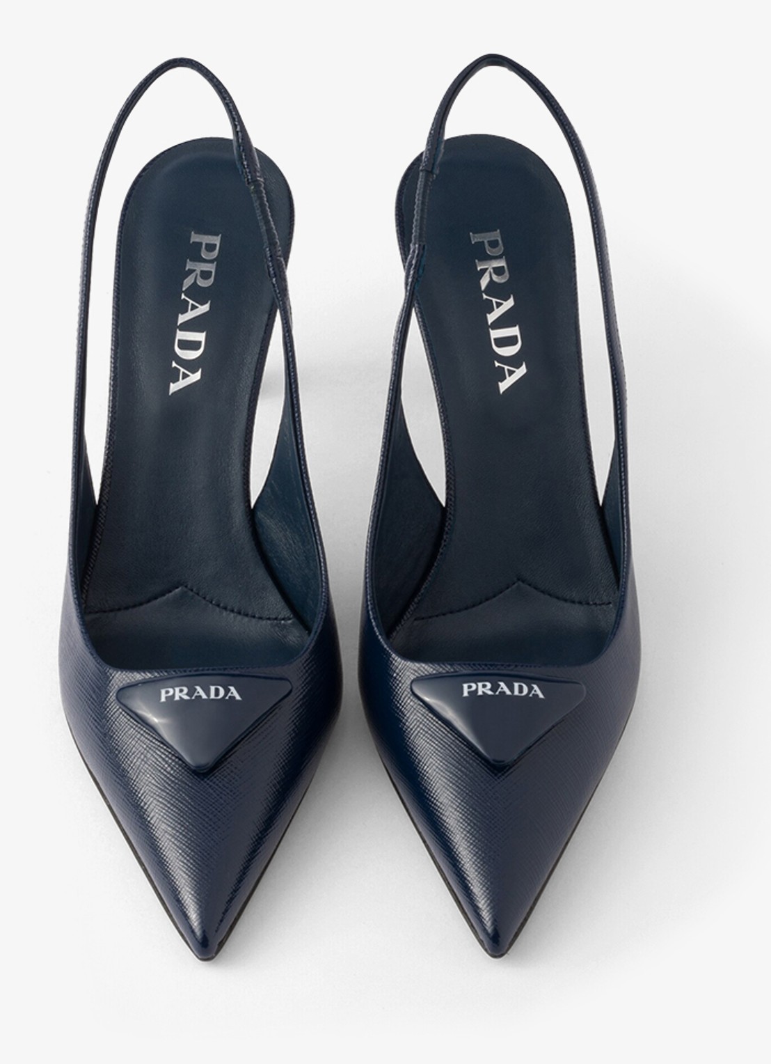 Prada Slingback van lakleer met logo - detail 3 donkerblauw