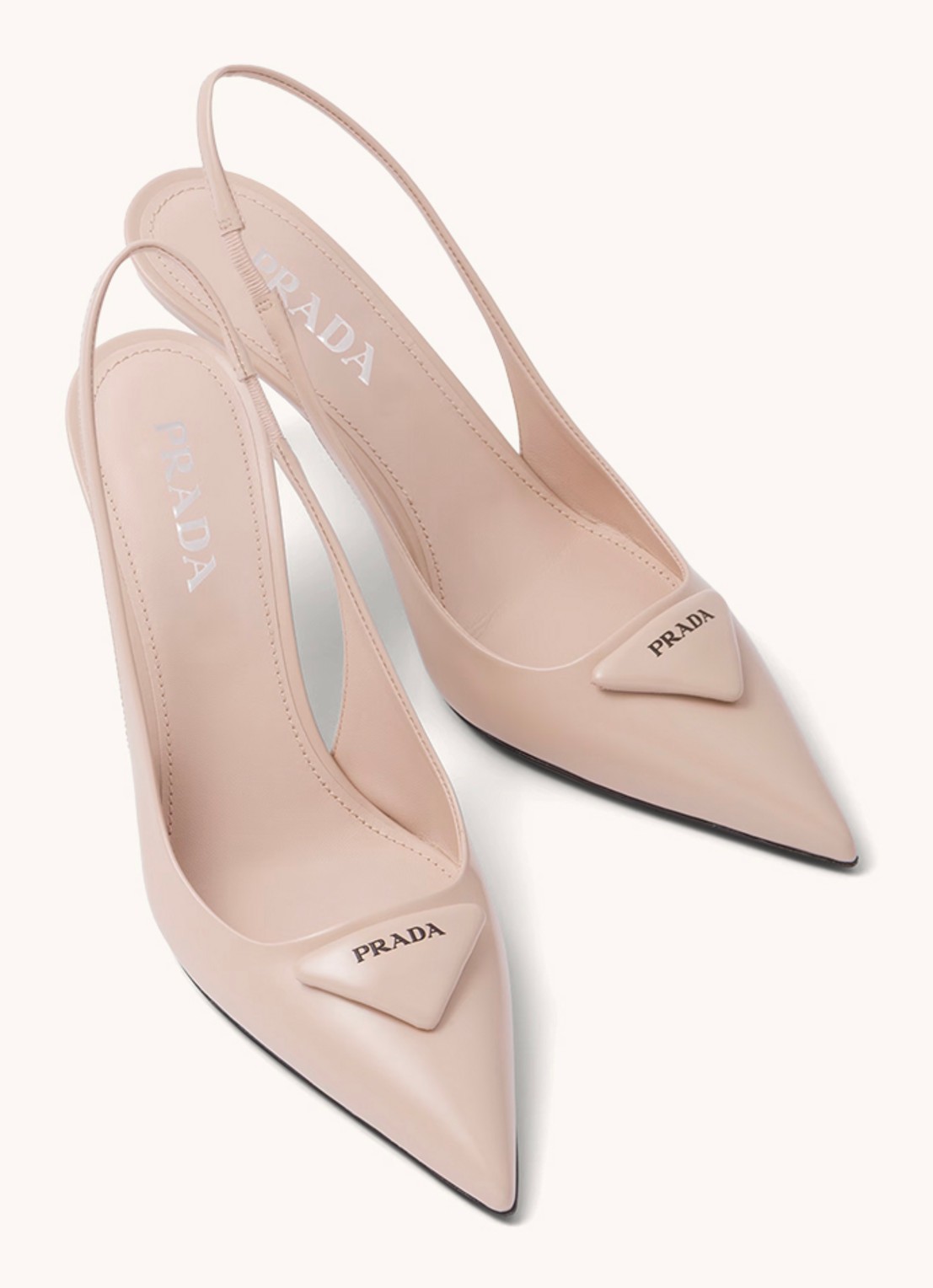 Prada Slingback van leer met logo - detail 2 lichtroze