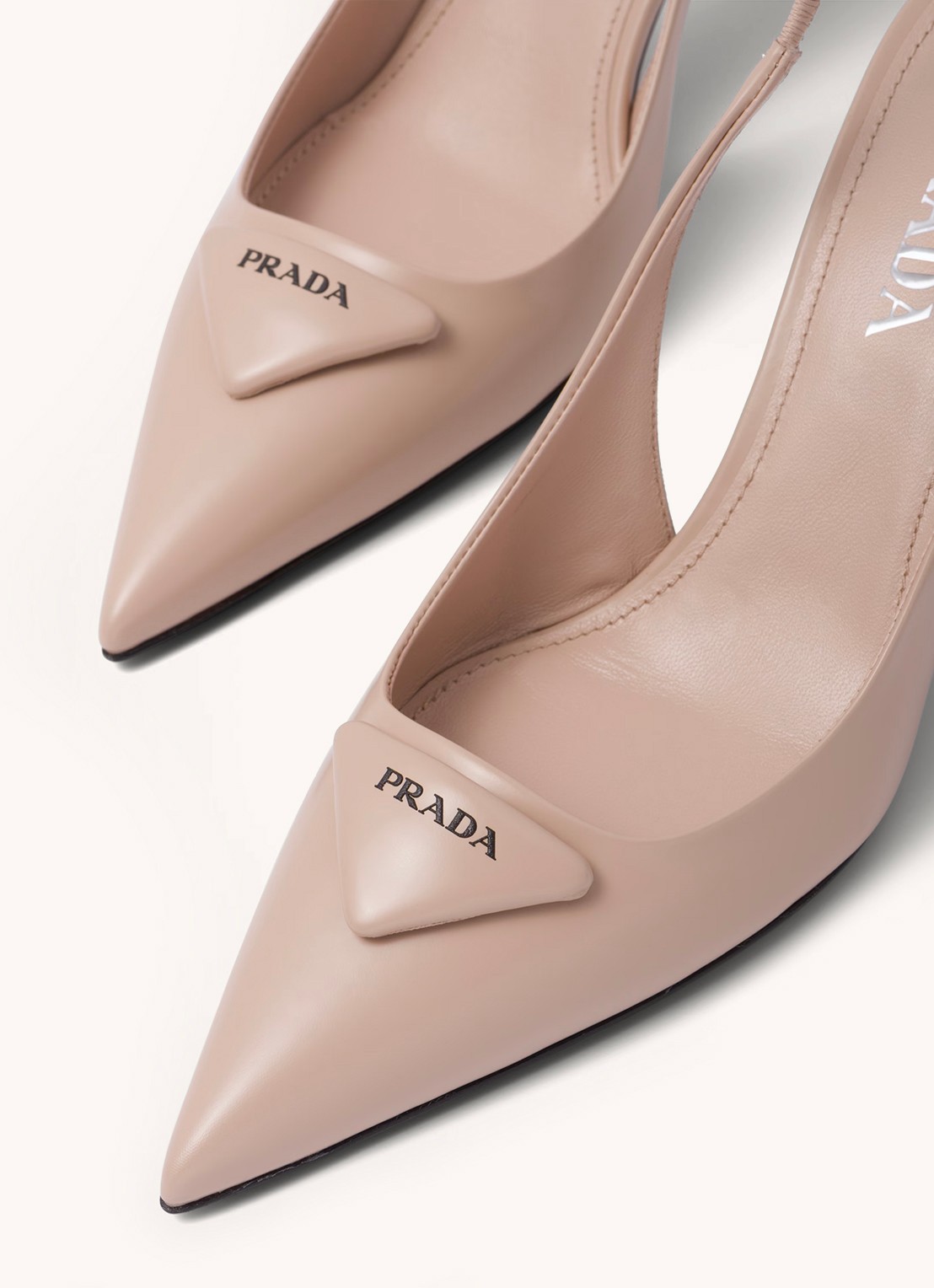 Prada Slingback van leer met logo - detail 4 lichtroze