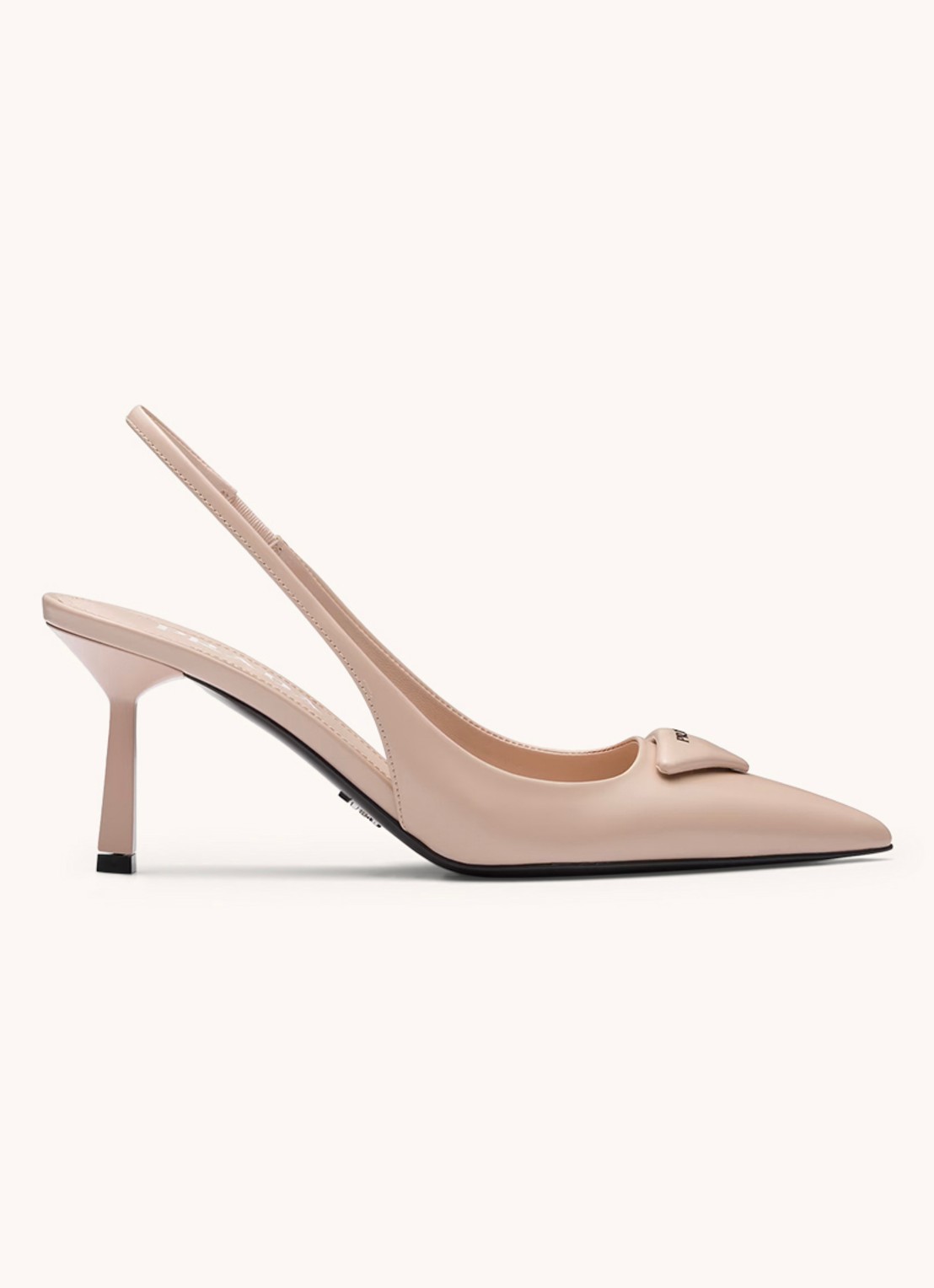Prada Slingback van leer met logo - voorkant 6 lichtroze