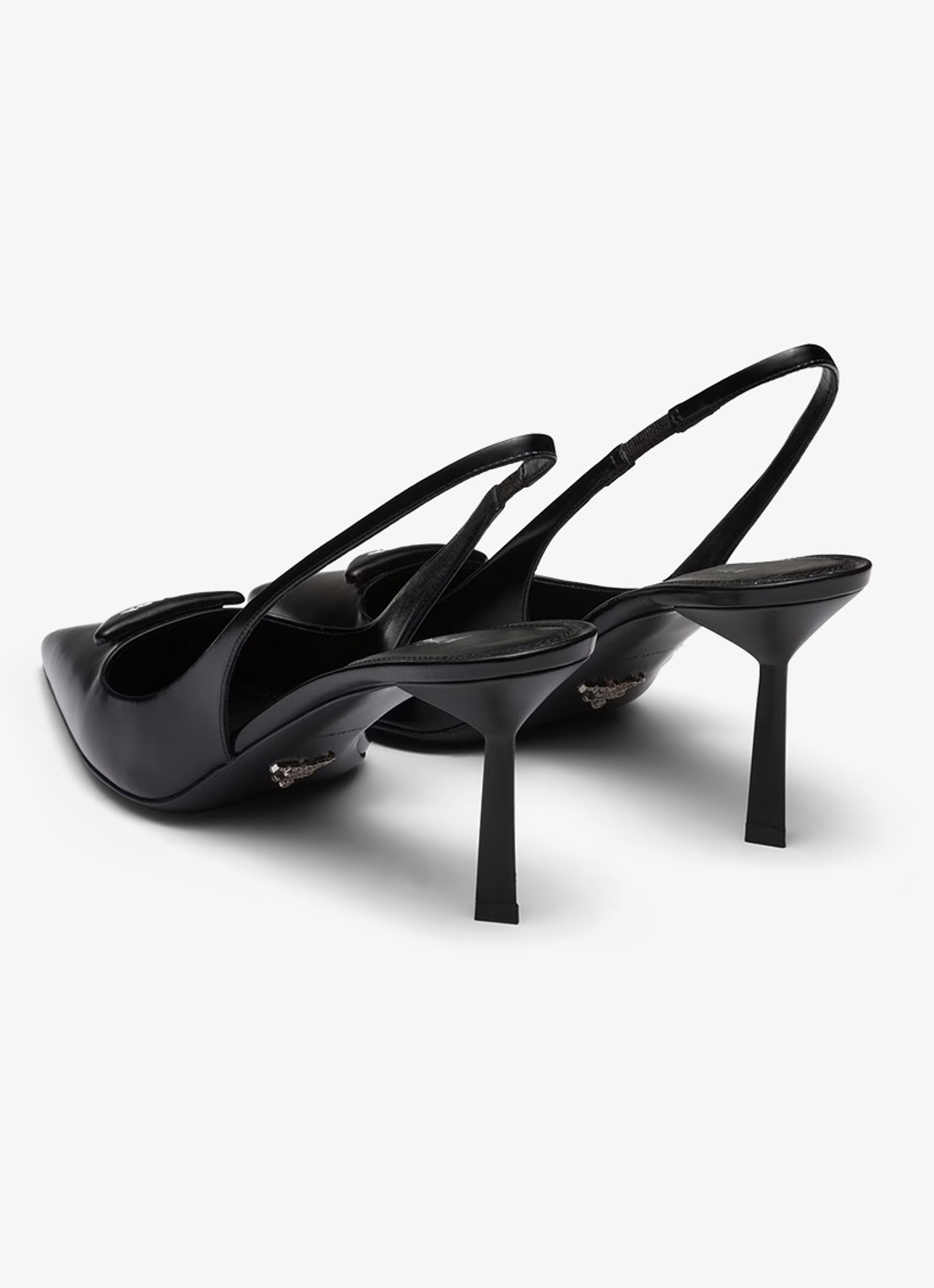 Prada Slingback van leer met logo - achterkant 7 zwart