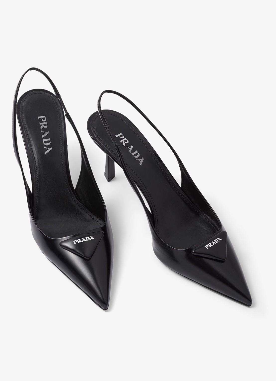 Prada Slingback van leer met logo - detail 2 zwart