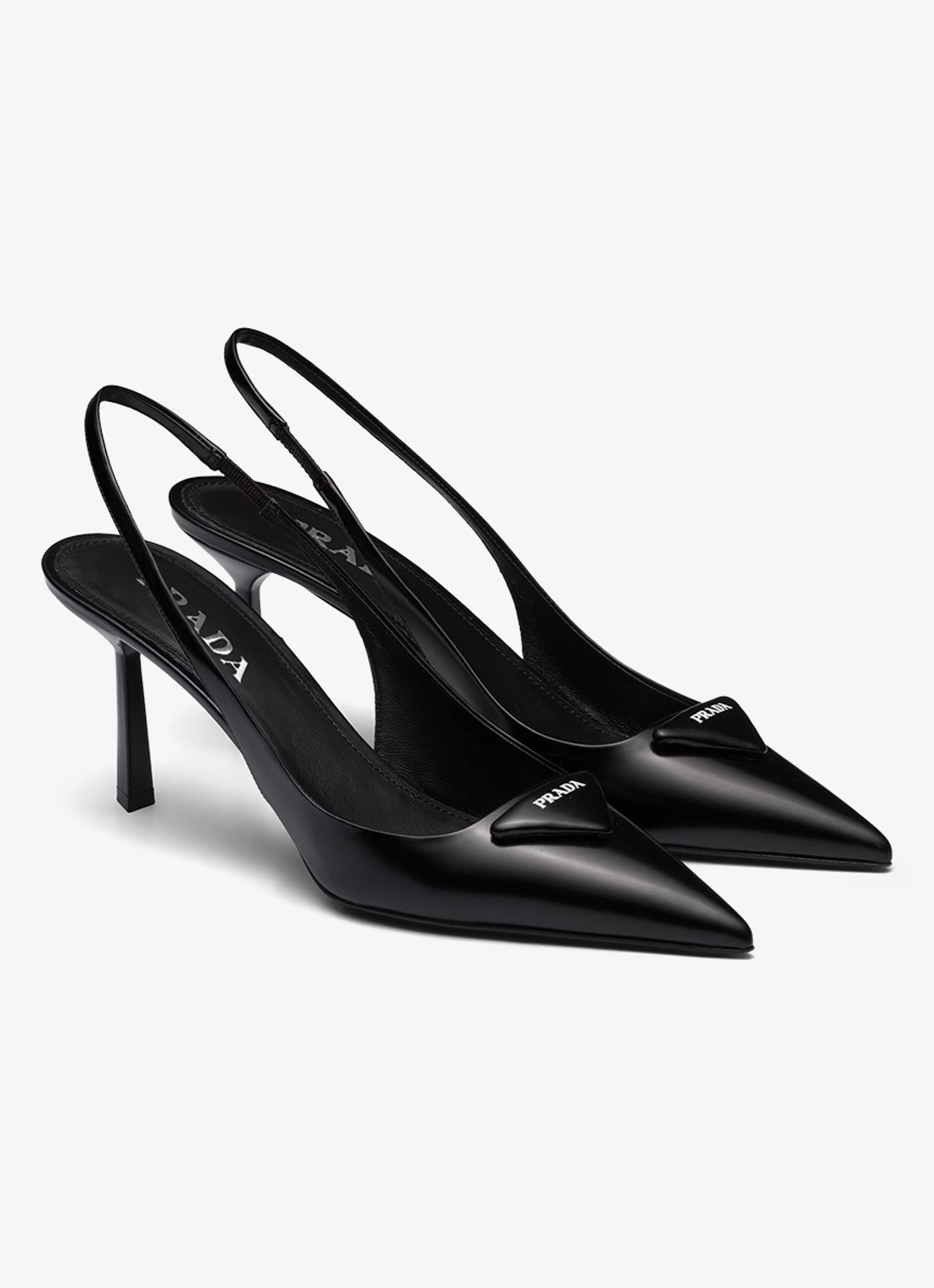 Prada Slingback van leer met logo - voorkant 5 zwart