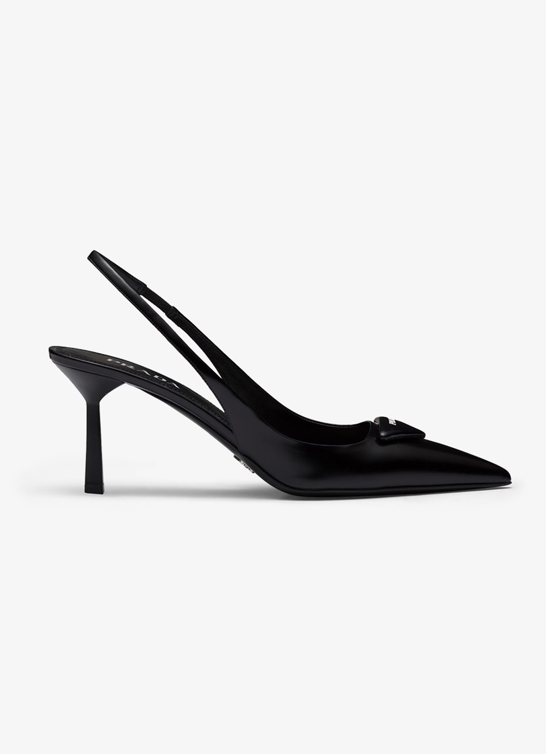 Prada Slingback van leer met logo - voorkant 6 zwart