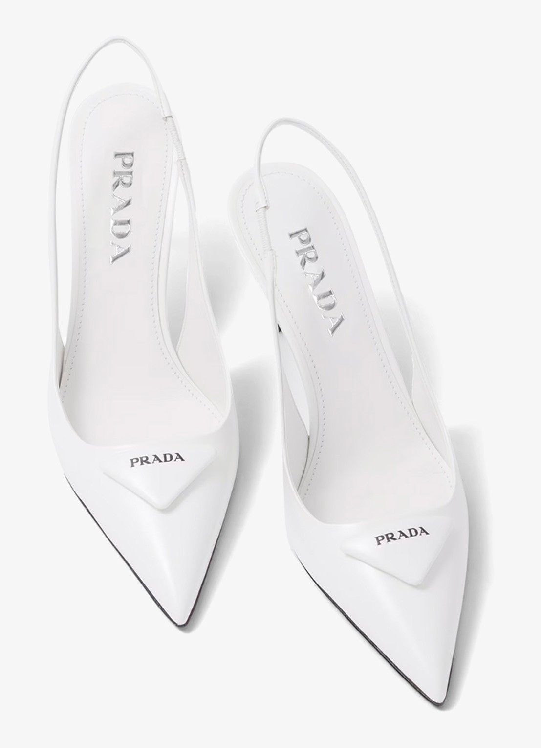 Prada Slingback van leer met logo - detail 4 wit