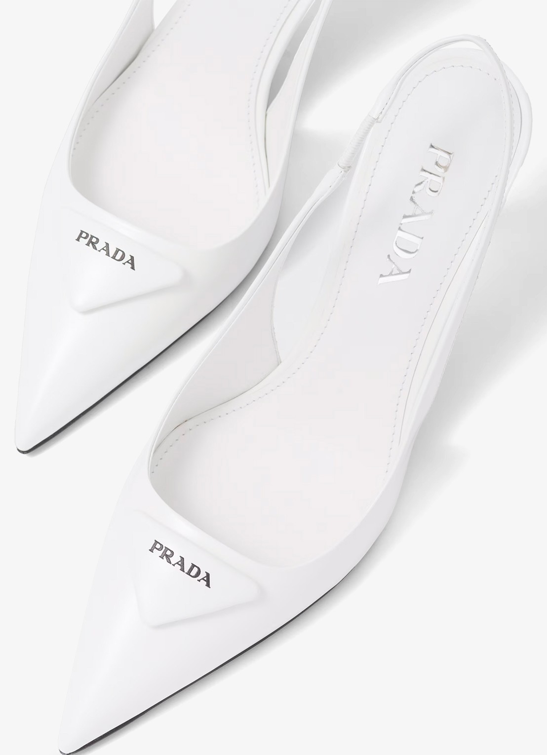 Prada Slingback van leer met logo - detail 5 wit