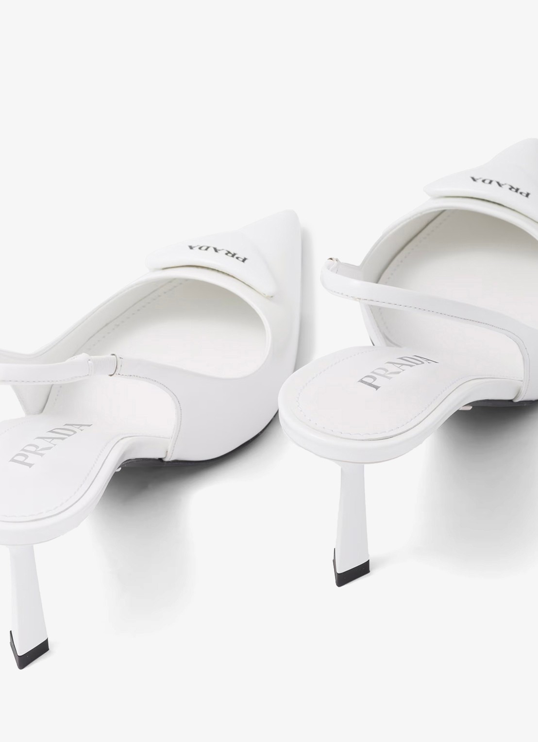 Prada Slingback van leer met logo - detail 6 wit