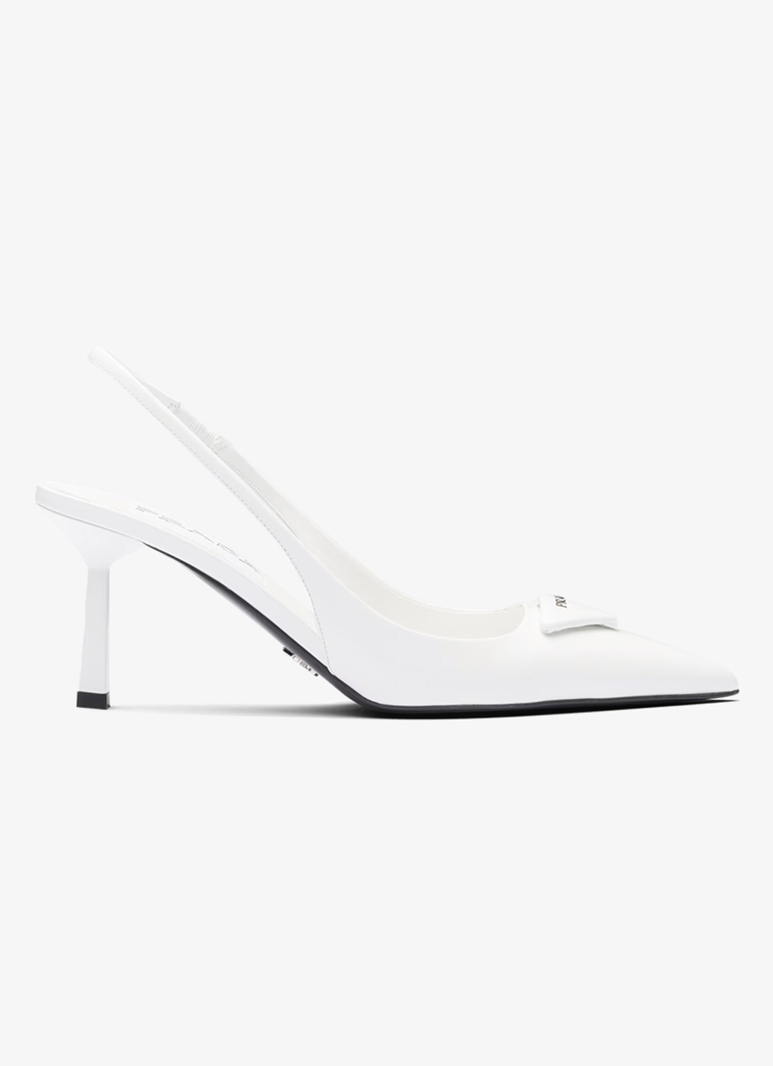 Prada Slingback van leer met logo - voorkant 2 wit