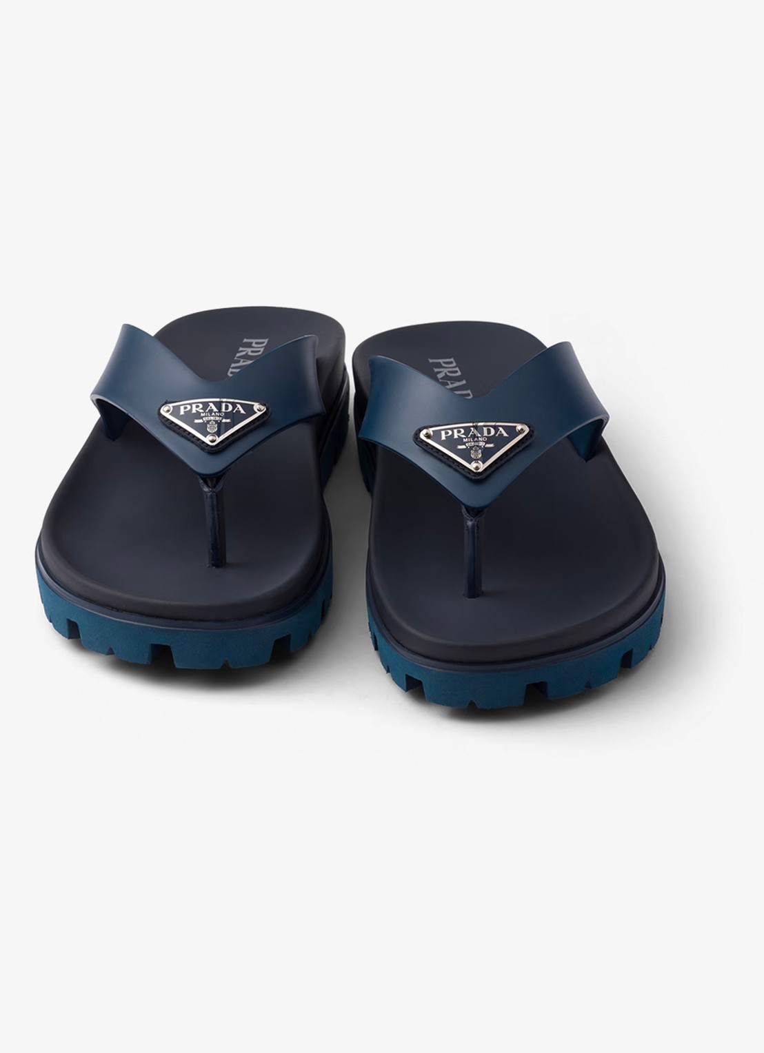 Prada Slipper met logo - detail 5 donkerblauw