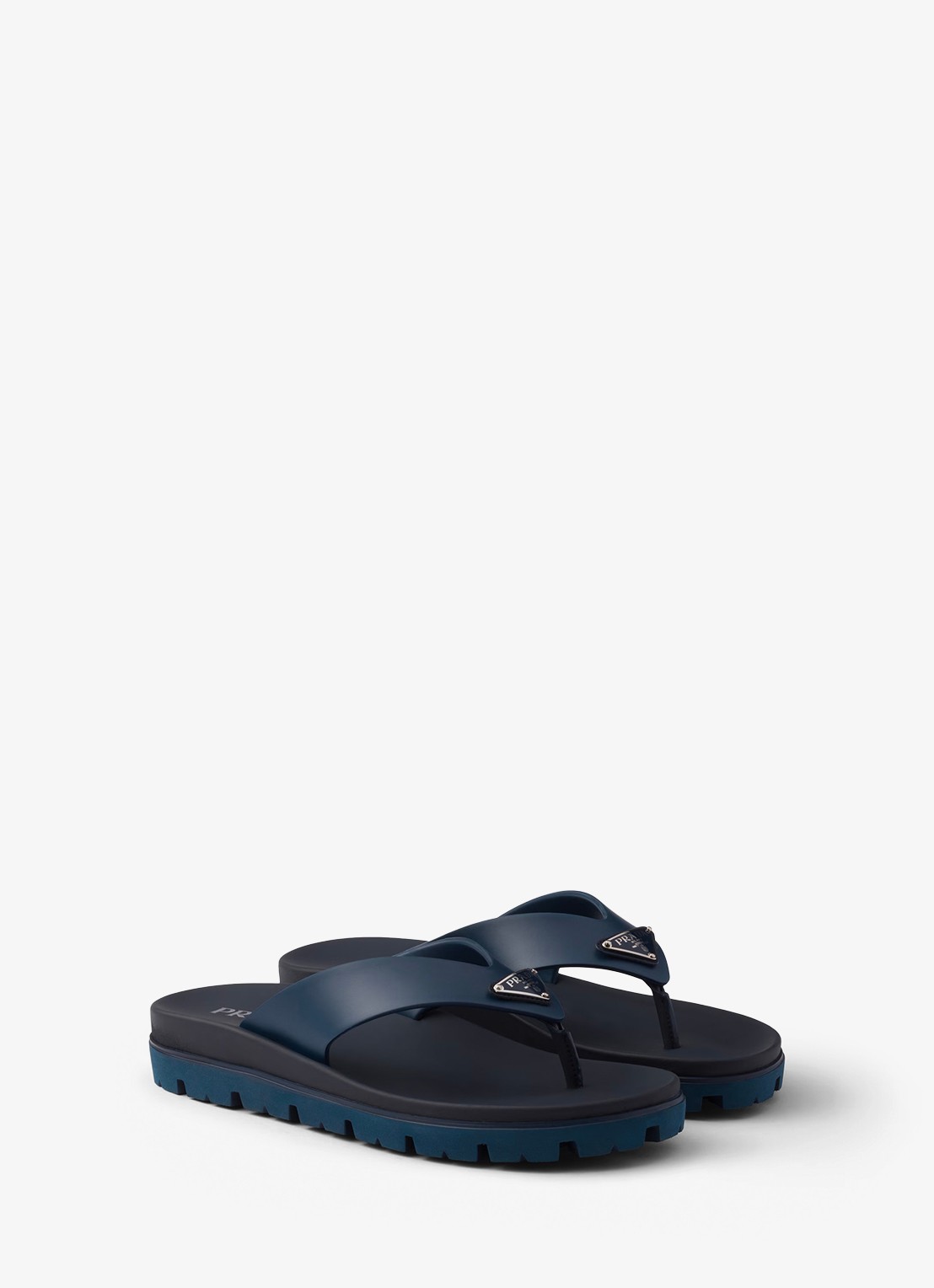Prada Slipper met logo - voorkant 2 donkerblauw