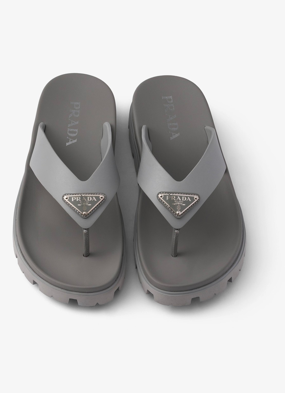 Prada Slipper met logo - detail grijs