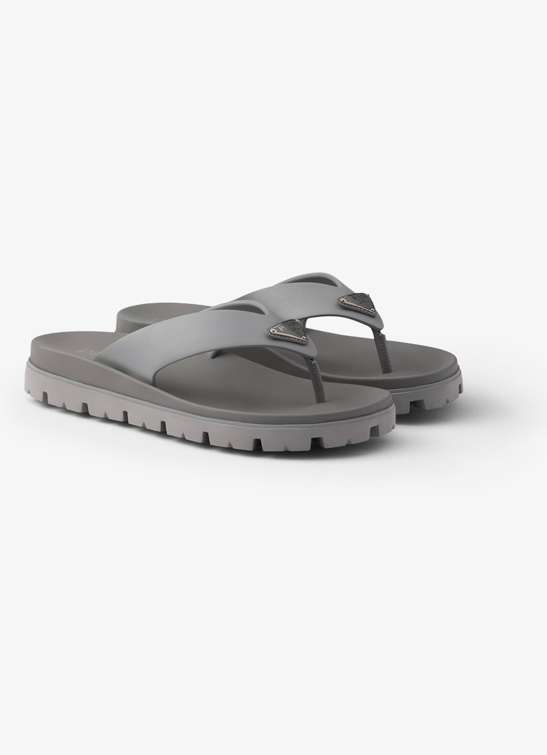 Prada Slipper met logo - voorkant 4 grijs