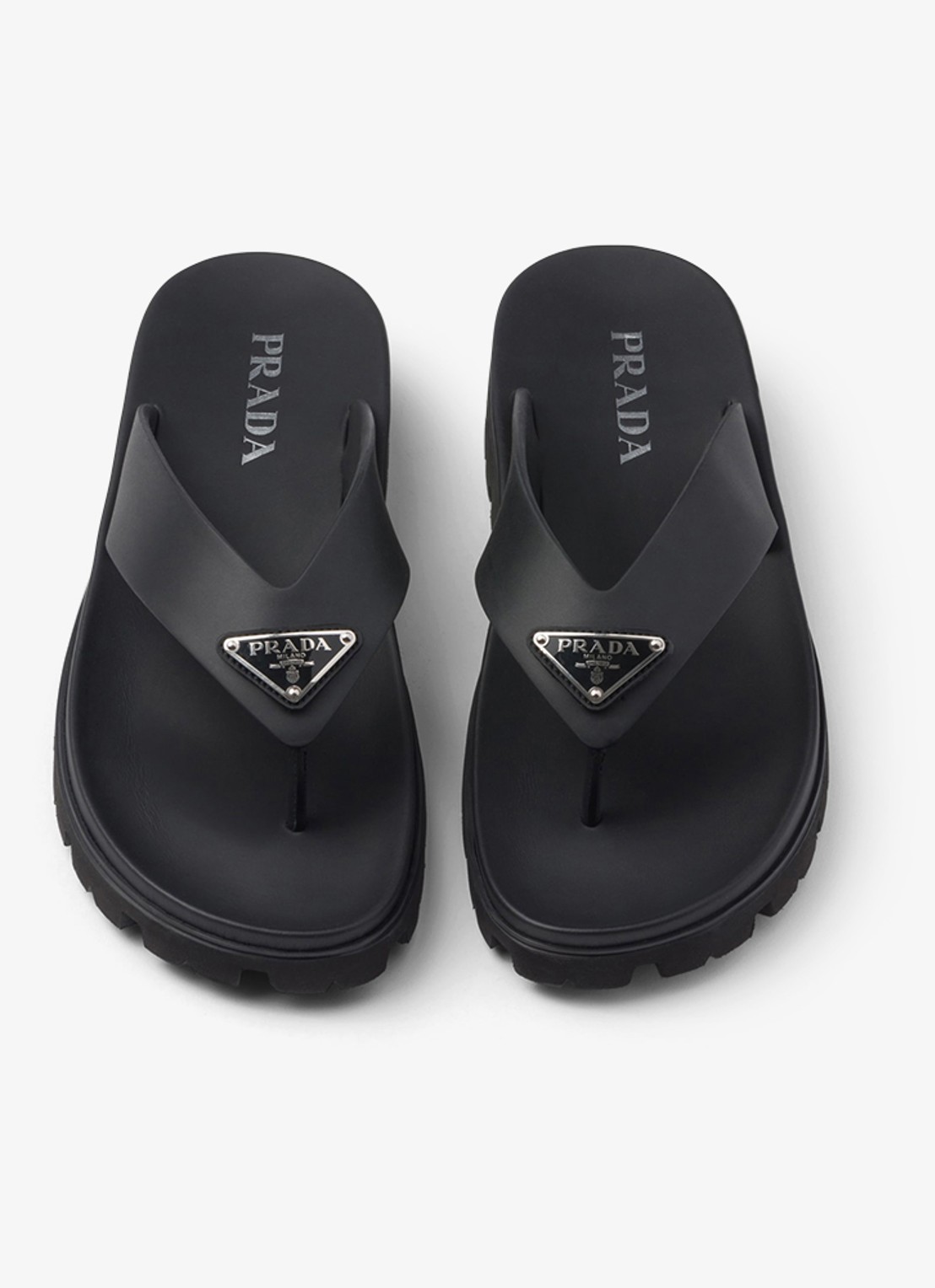 Prada Slipper met logo - detail zwart