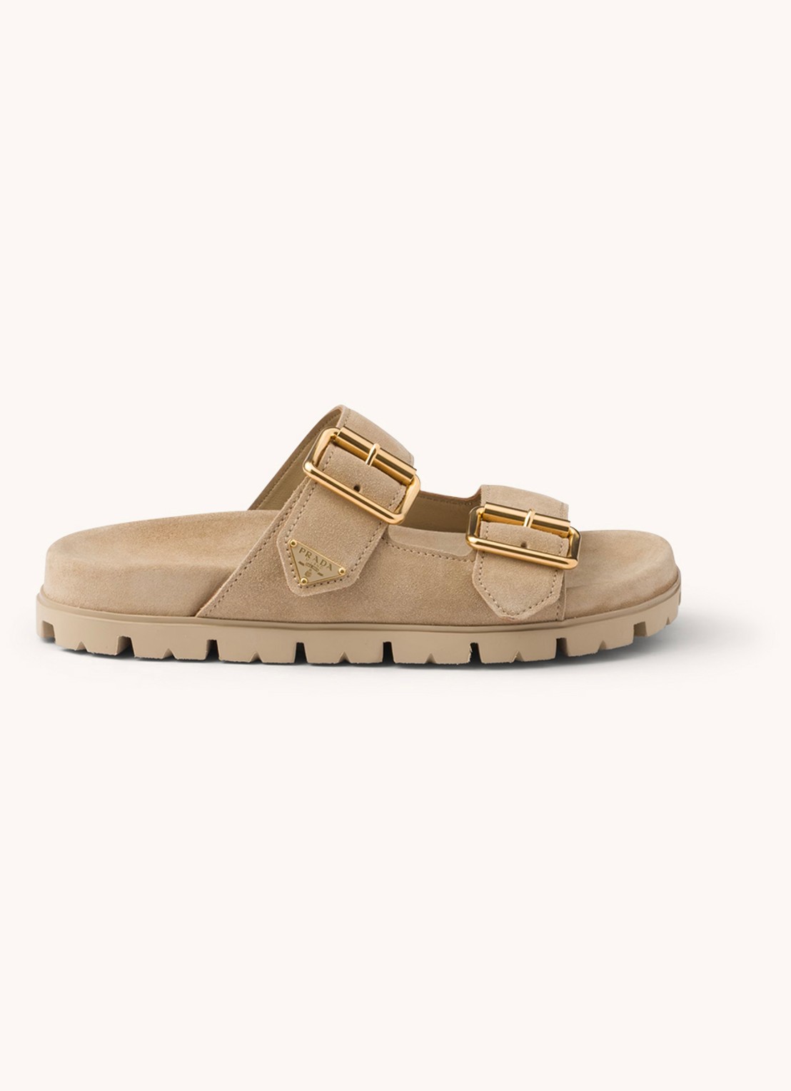 Prada Slipper van suède - voorkant 3 donkerbeige