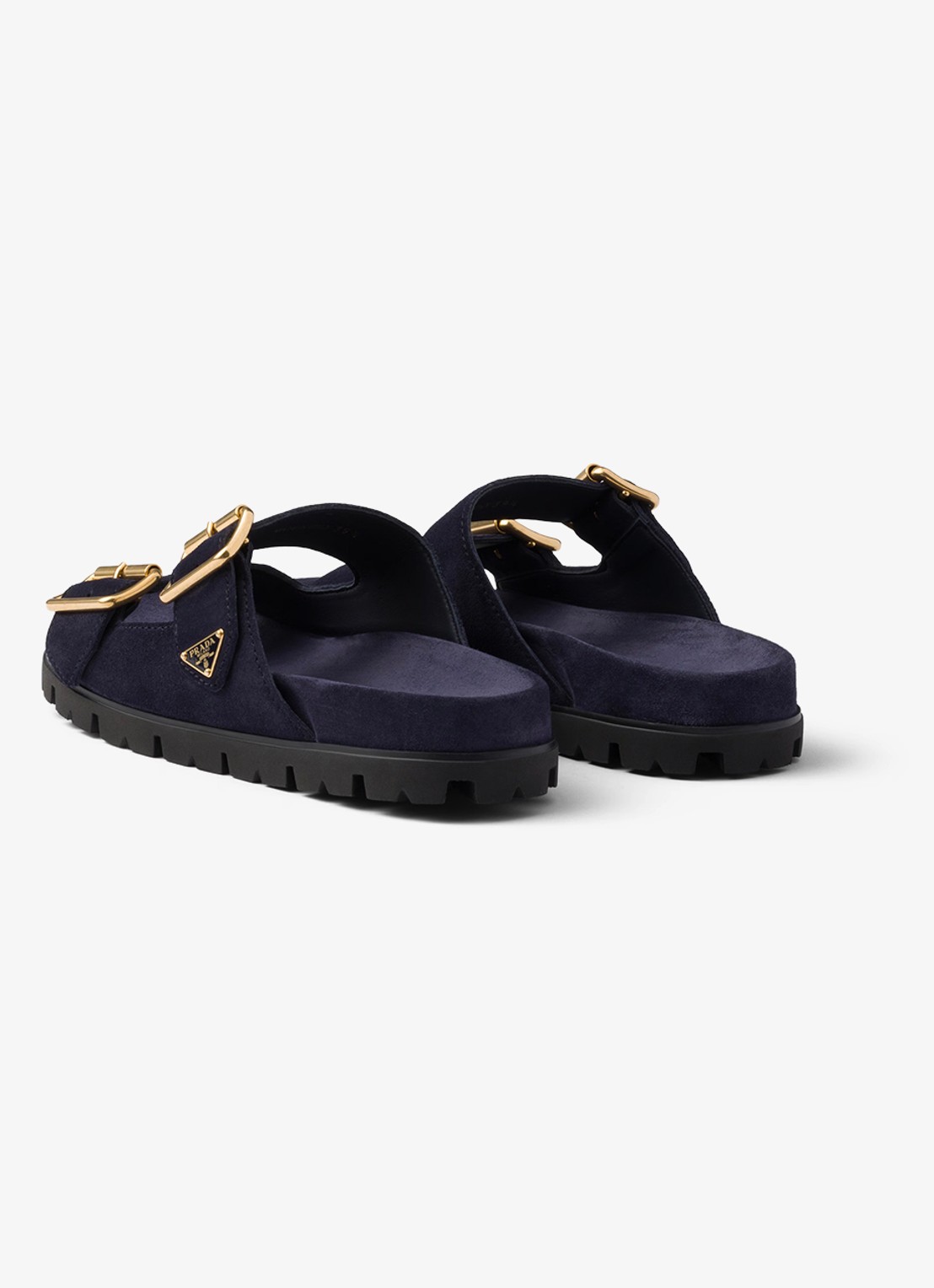 Prada Slipper van suède - achterkant 6 donkerblauw