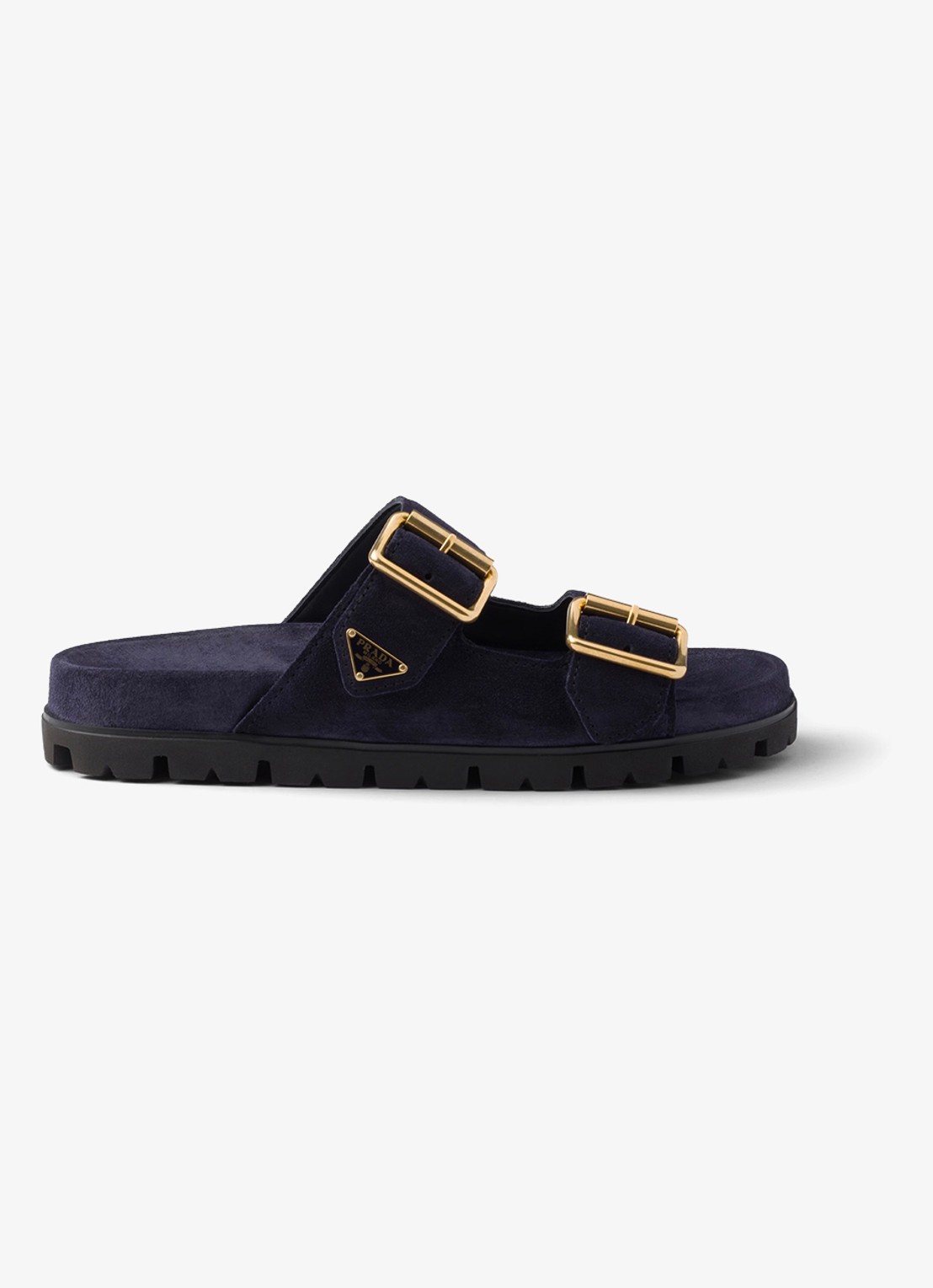 Prada Slipper van suède - voorkant 5 donkerblauw