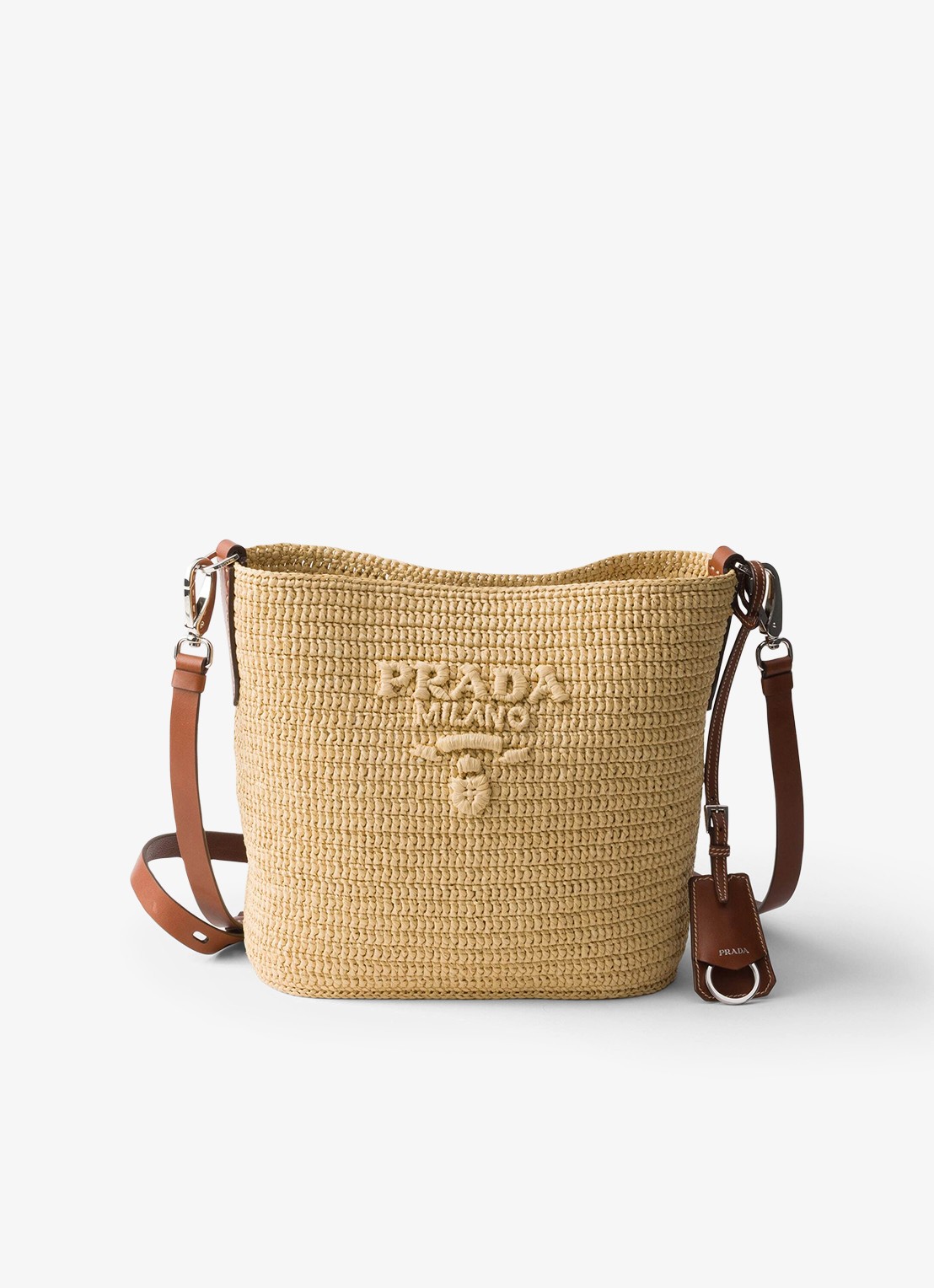 Prada Small crossbodytas van crochet met logo - voorkant 6 beige
