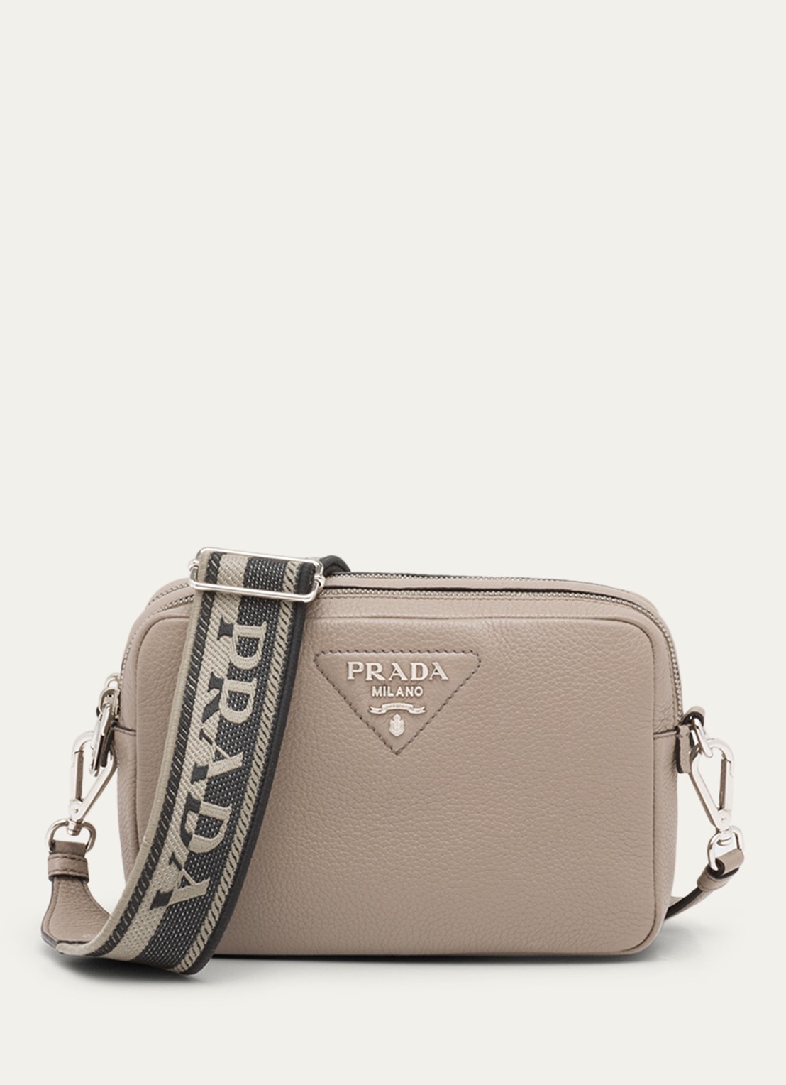 Prada Small crossbodytas van kalfsleer - voorkant donkergrijs