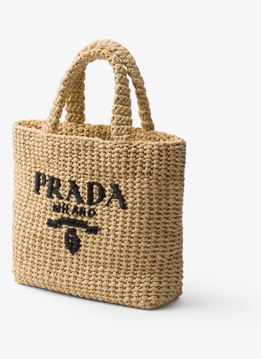 Prada Small handtas van crochet met logo - detail beige