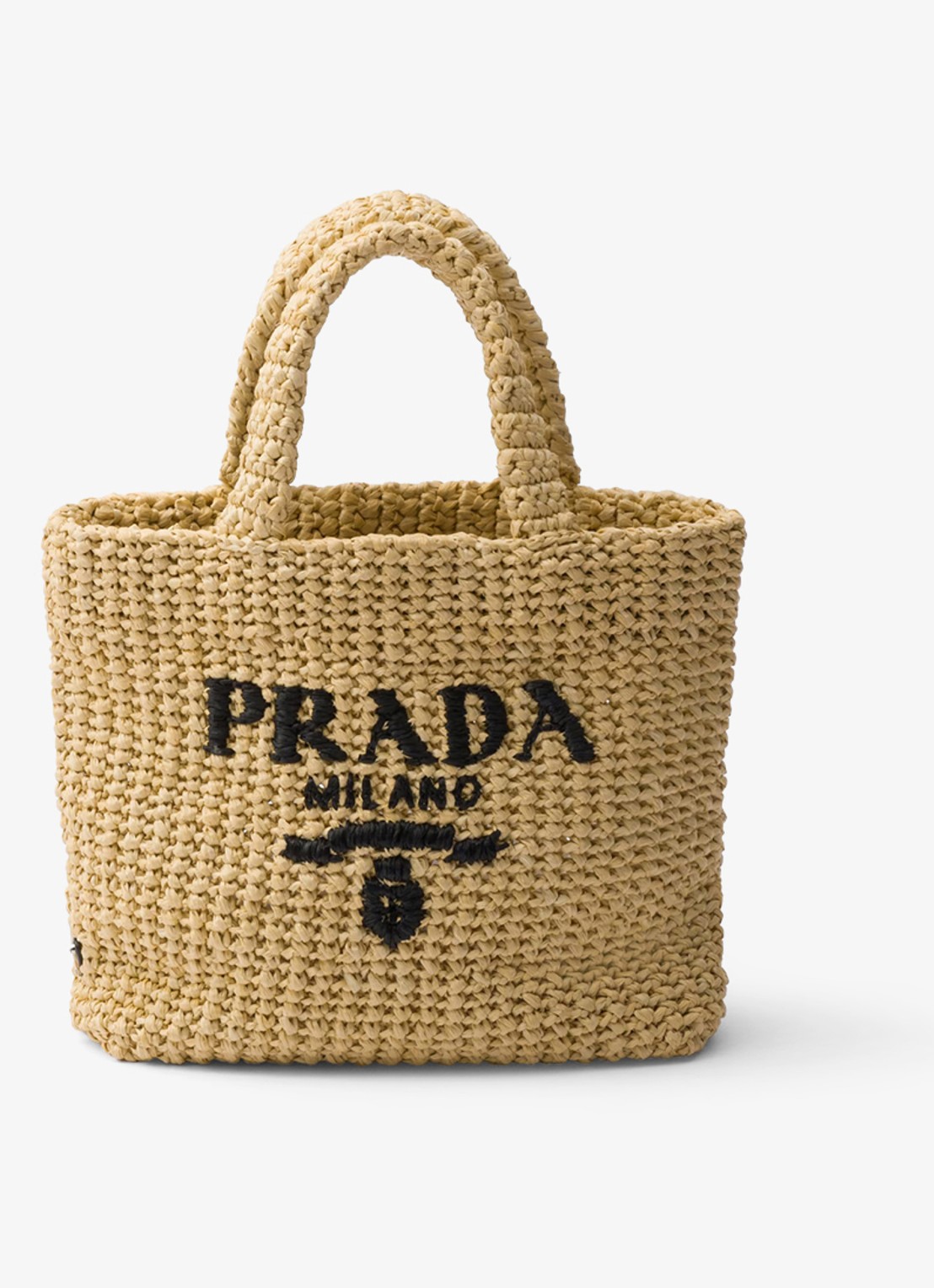 Prada Small handtas van crochet met logo - voorkant 5 beige