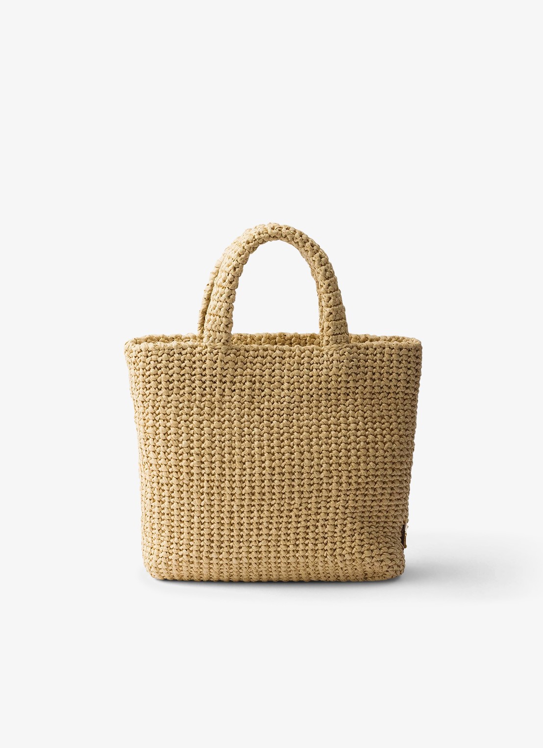 Prada Small handtas van crochet met logo - achterkant 7 lichtbruin