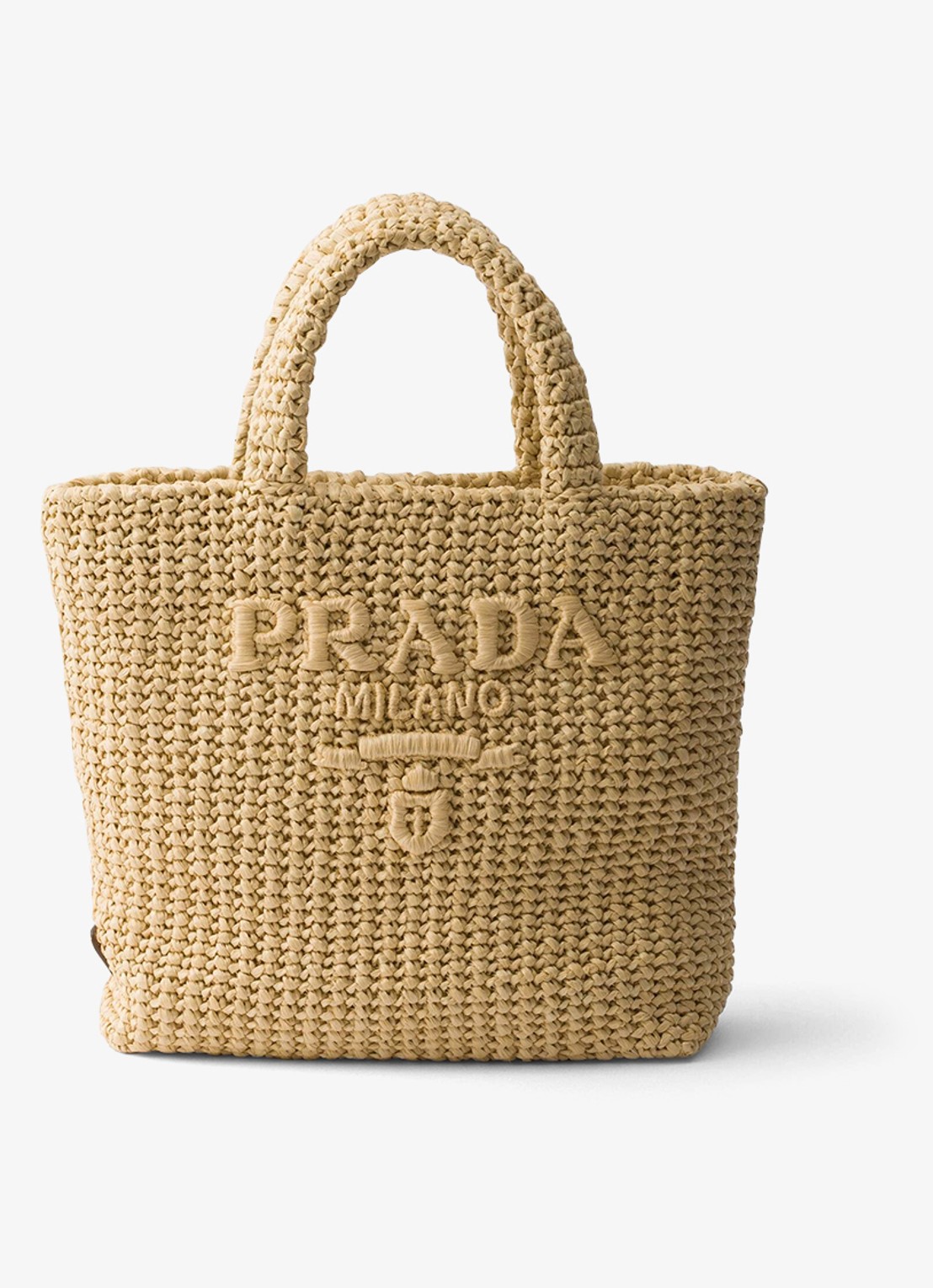 Prada Small handtas van crochet met logo - voorkant 5 lichtbruin