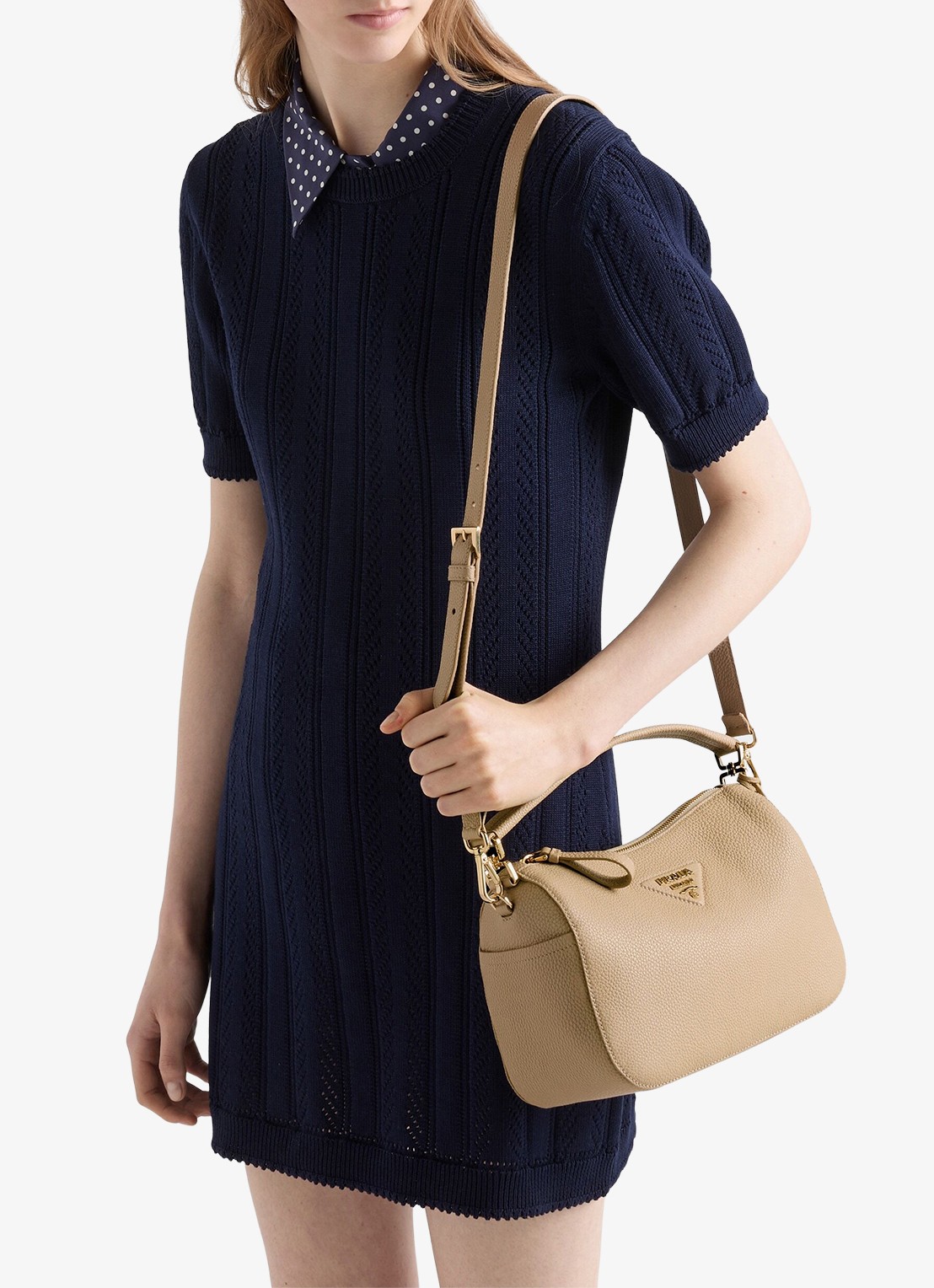 Prada Small handtas van kalfsleer - detail 3 beige