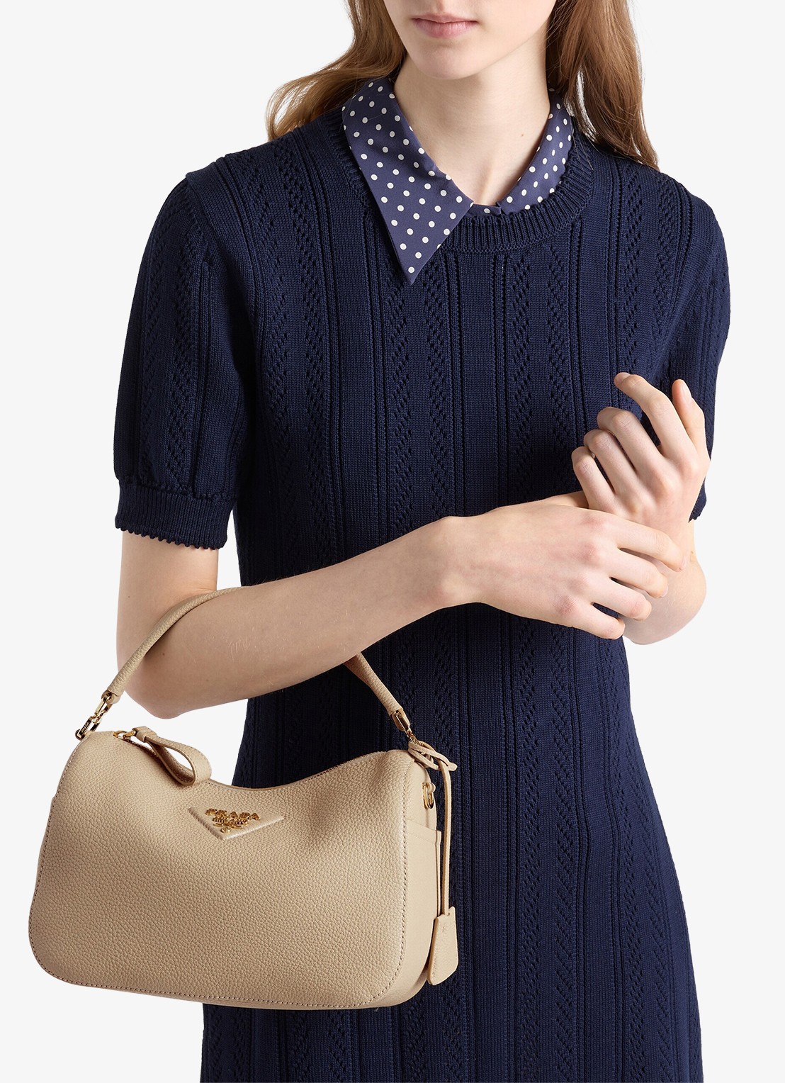 Prada Small handtas van kalfsleer - voorkant 6 beige