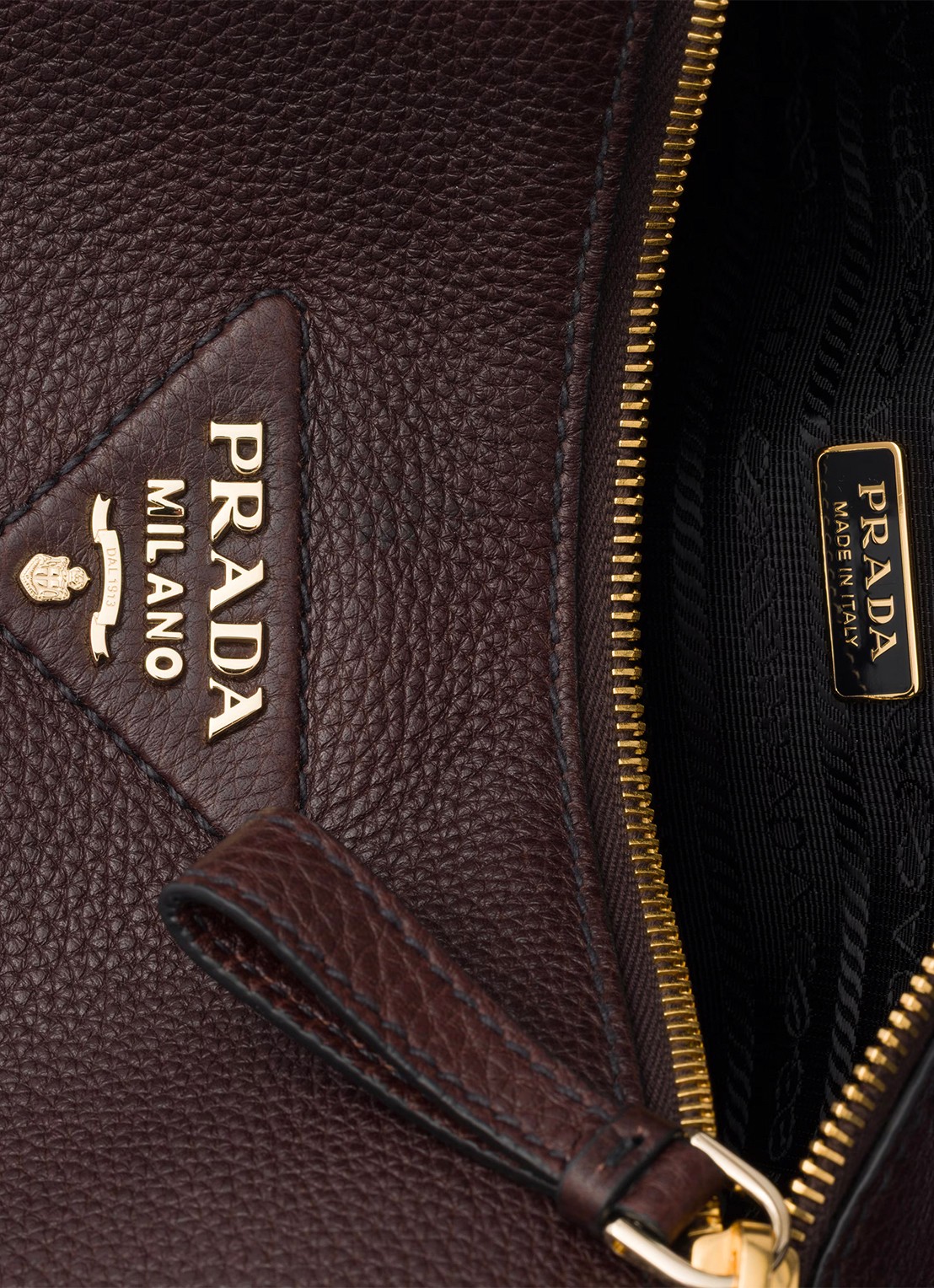 Prada Small handtas van kalfsleer - detail 6 donkerbruin