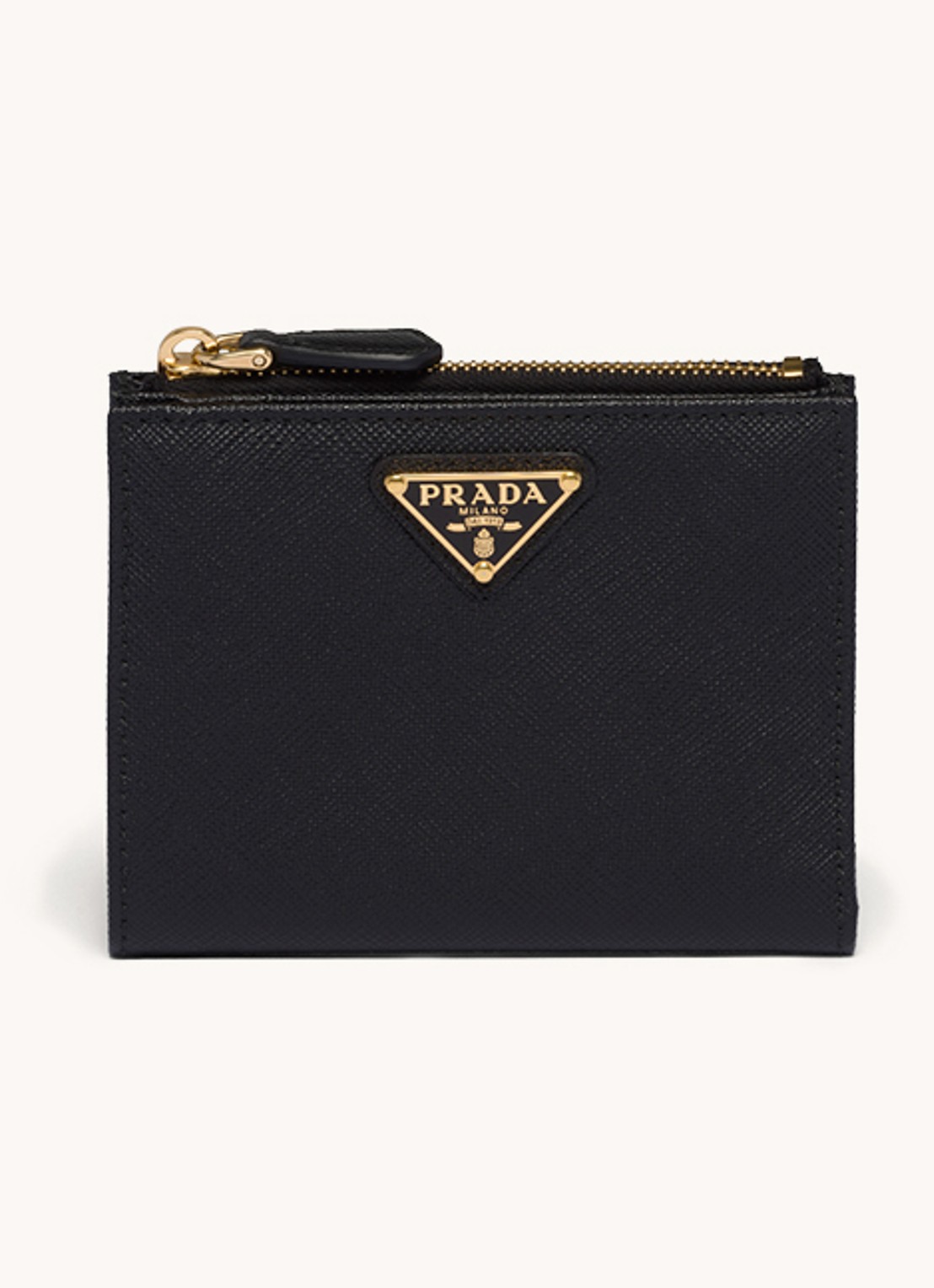 Prada Small portemonnee van kalfsleer - voorkant diepzwart