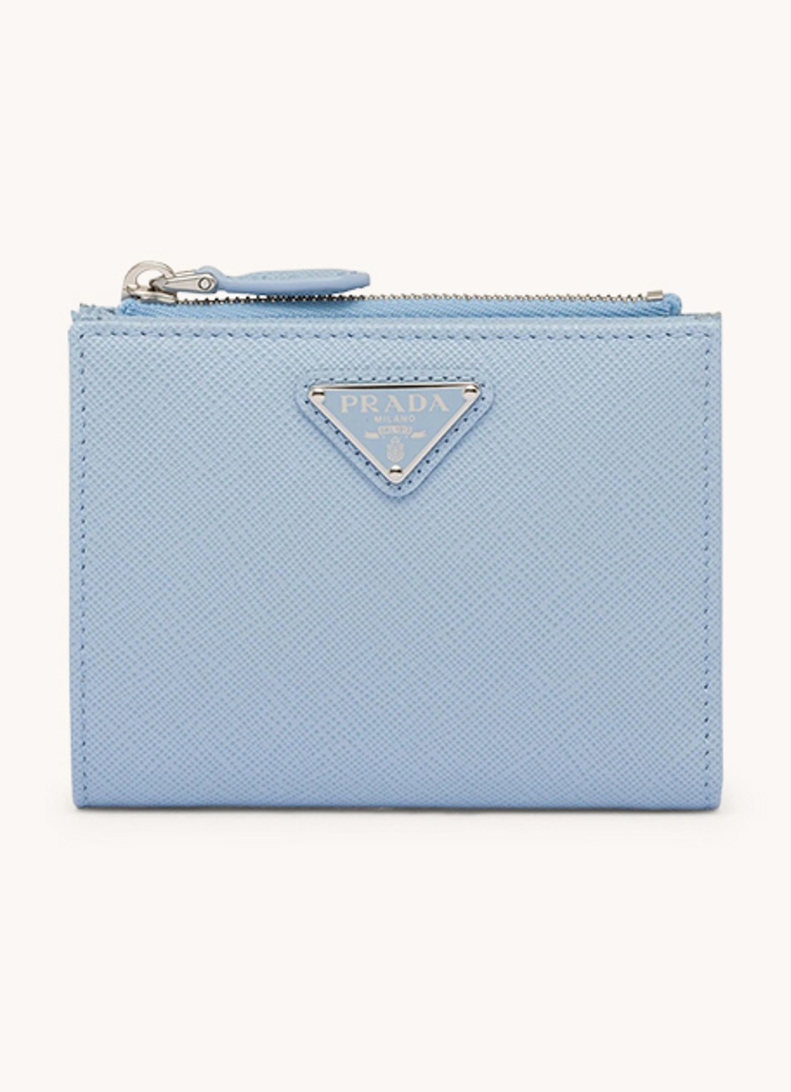 Prada Small portemonnee van kalfsleer - voorkant 2 lichtblauw