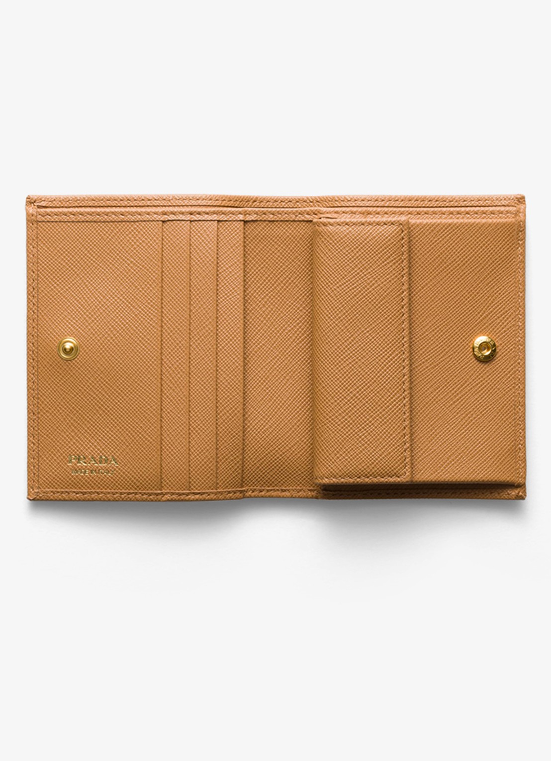 Prada Small portemonnee van kalfsleer  - voorkant 2 camel