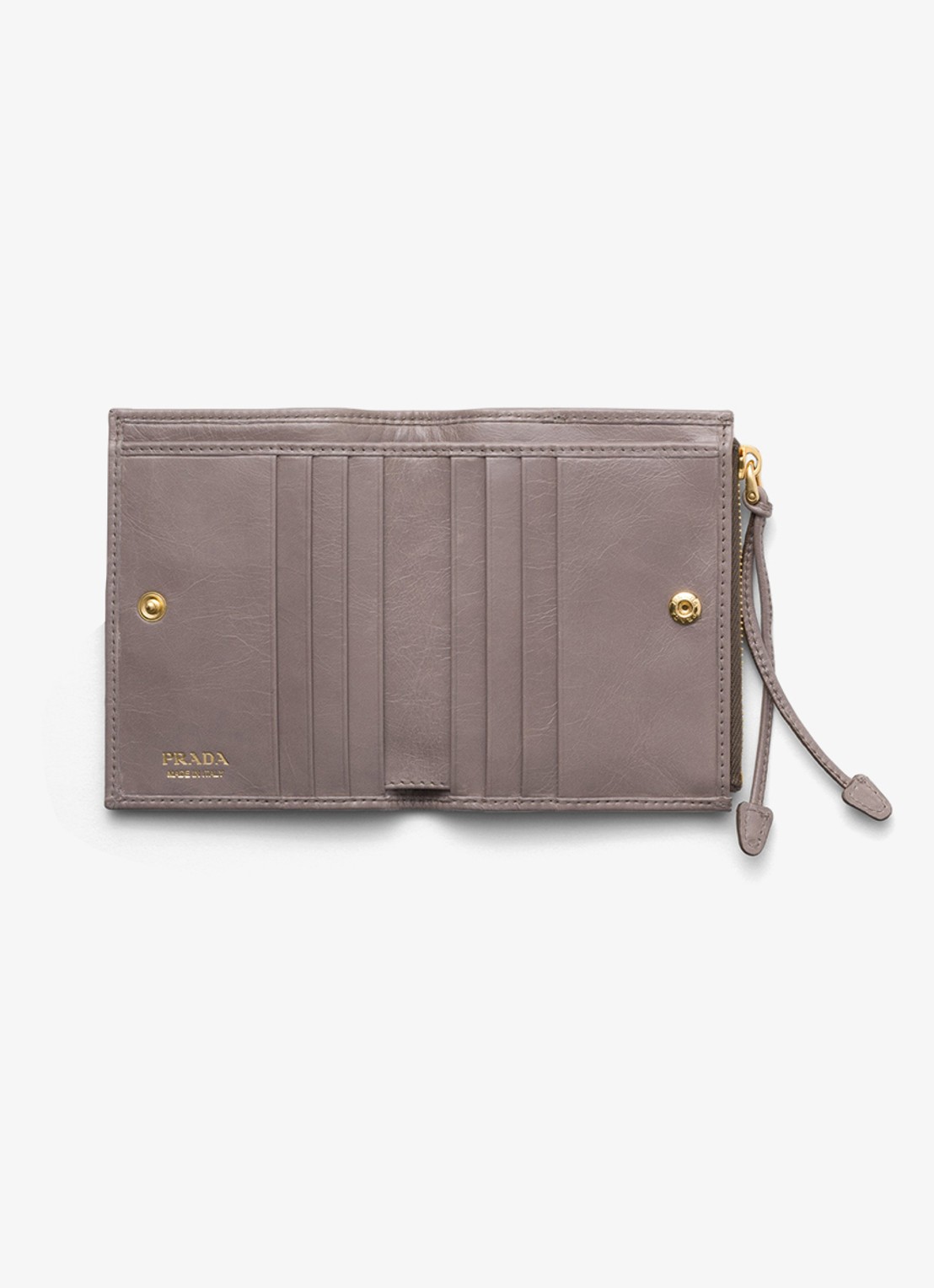 Prada Small portemonnee van kalfsleer - voorkant 4 taupe
