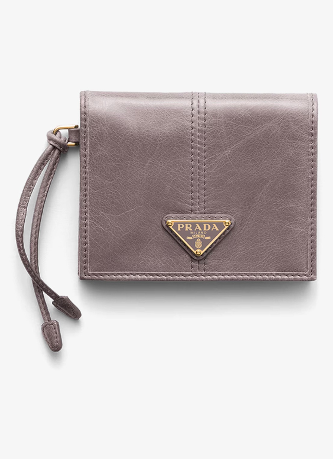 Prada Small portemonnee van kalfsleer - voorkant taupe