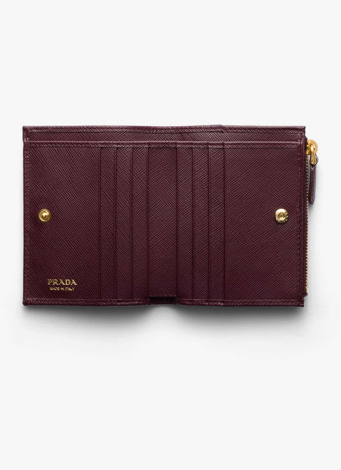 Prada Small portemonnee van kalfsleer - voorkant 4 bordeauxrood