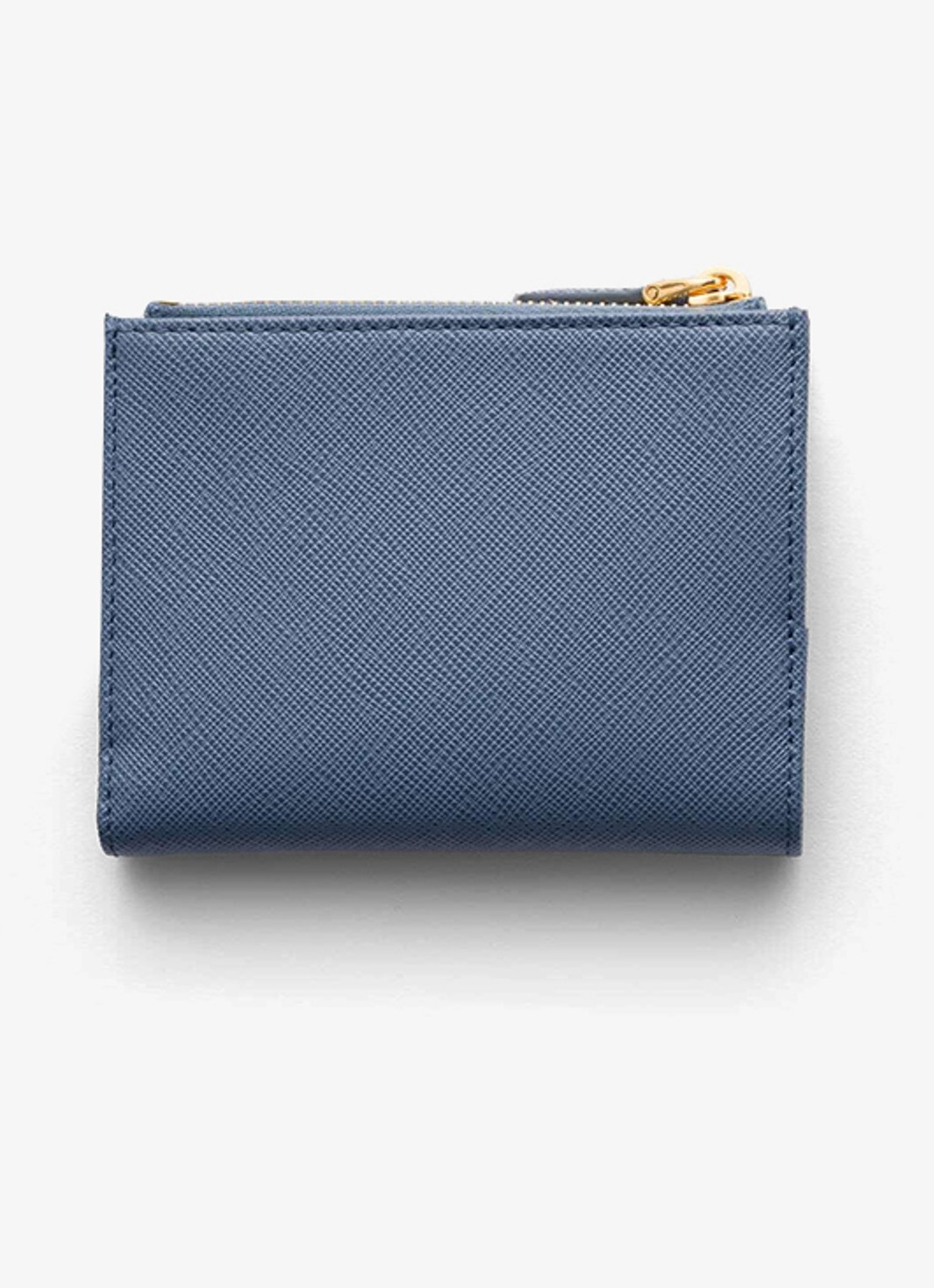 Prada Small portemonnee van kalfsleer - achterkant staalblauw