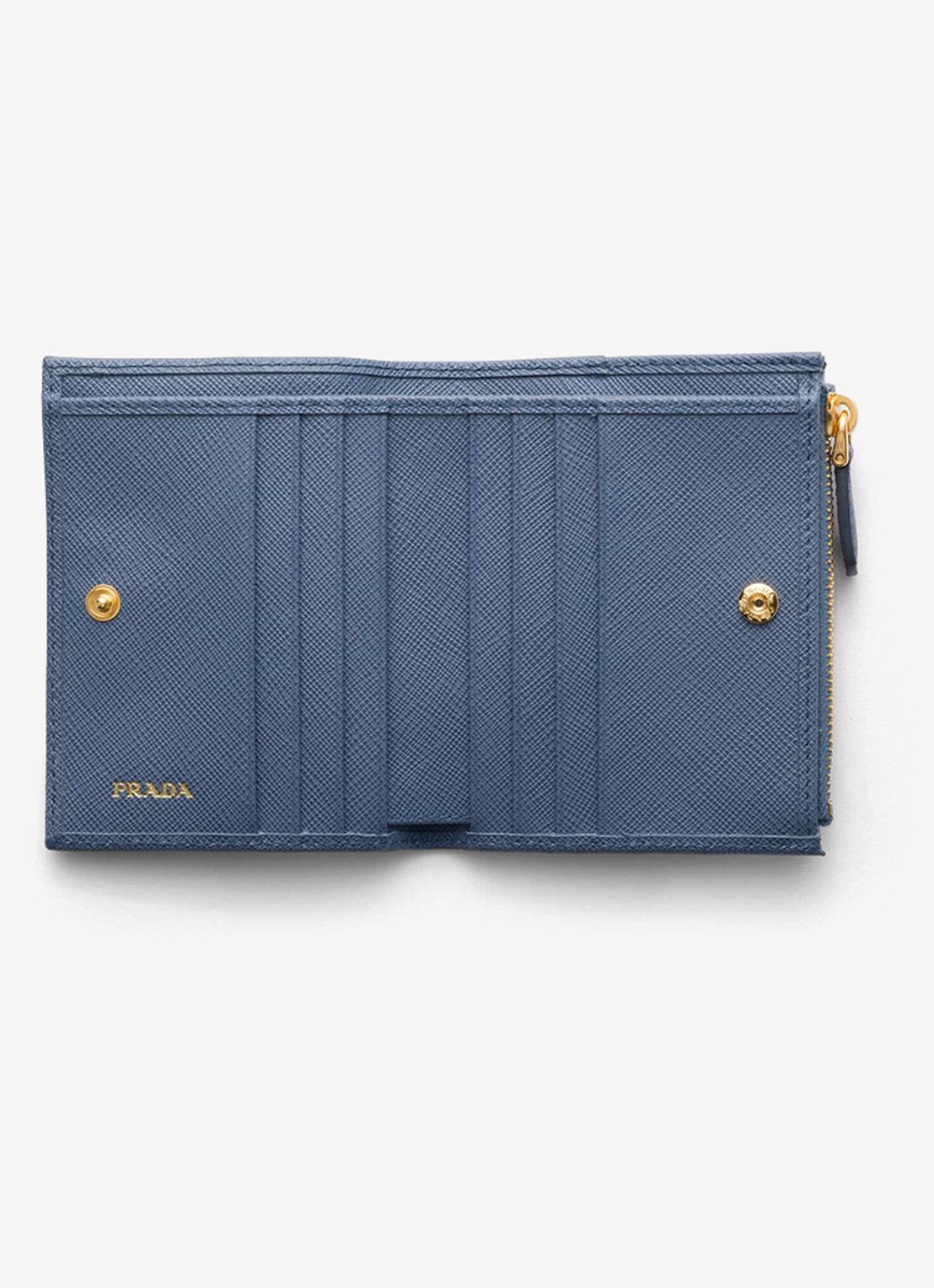 Prada Small portemonnee van kalfsleer - voorkant 3 staalblauw