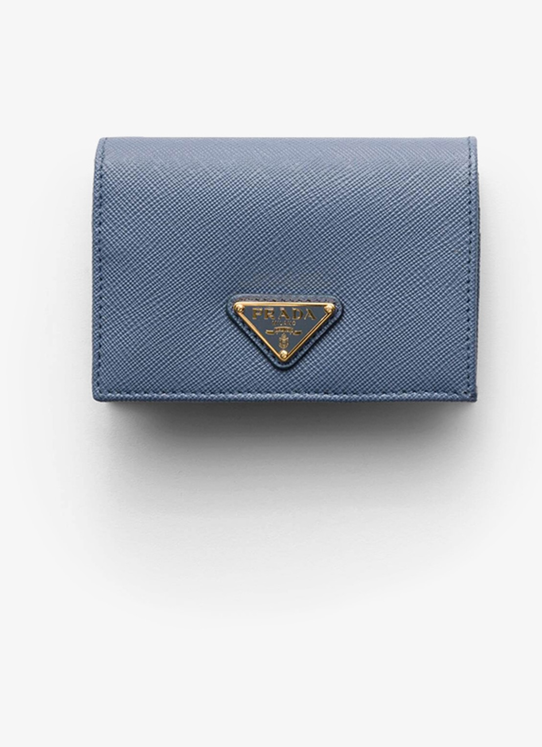 Prada Small portemonnee van kalfsleer - voorkant blauw