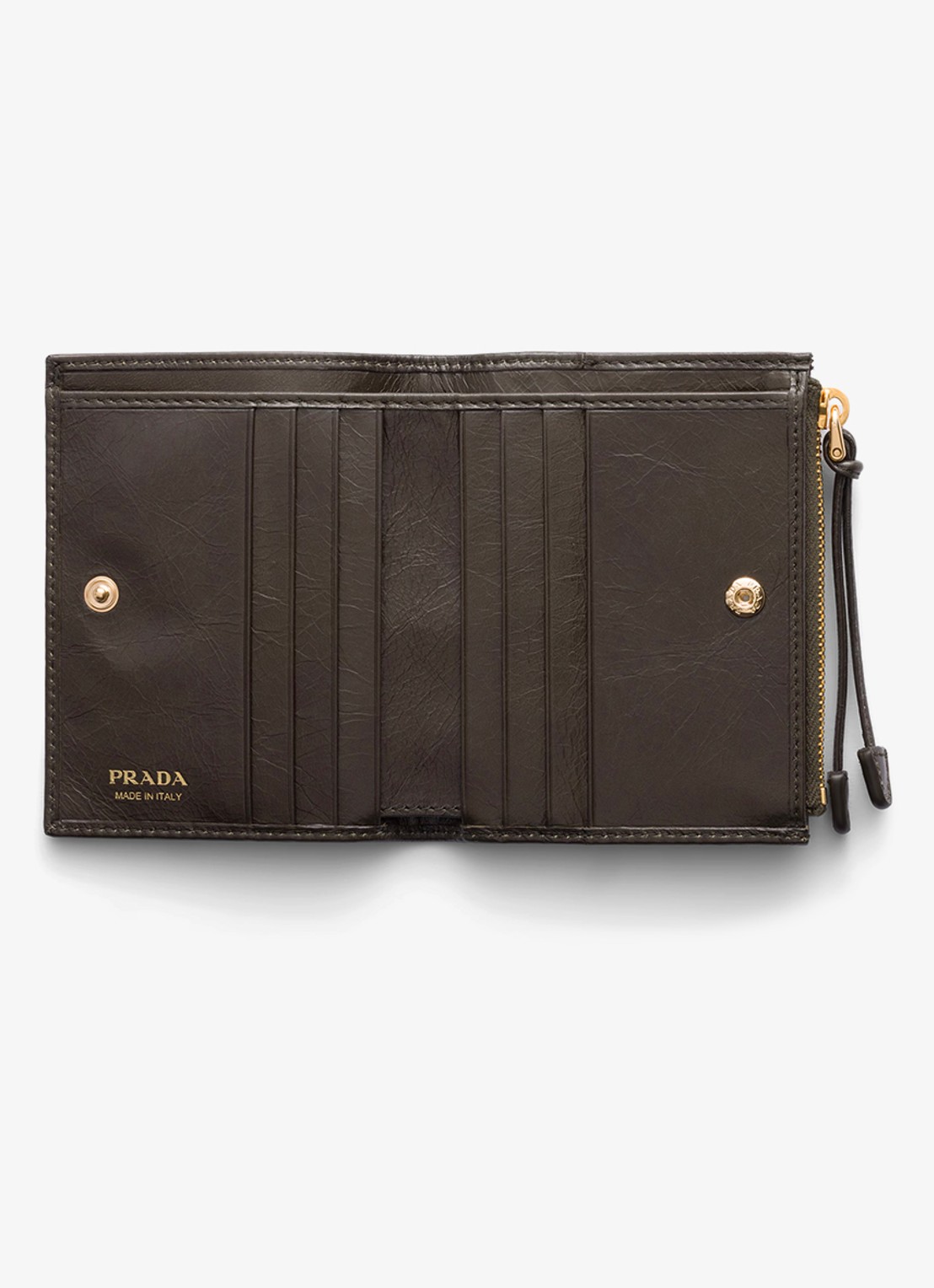 Prada Small portemonnee van kalfsleer - voorkant 2 donkergroen