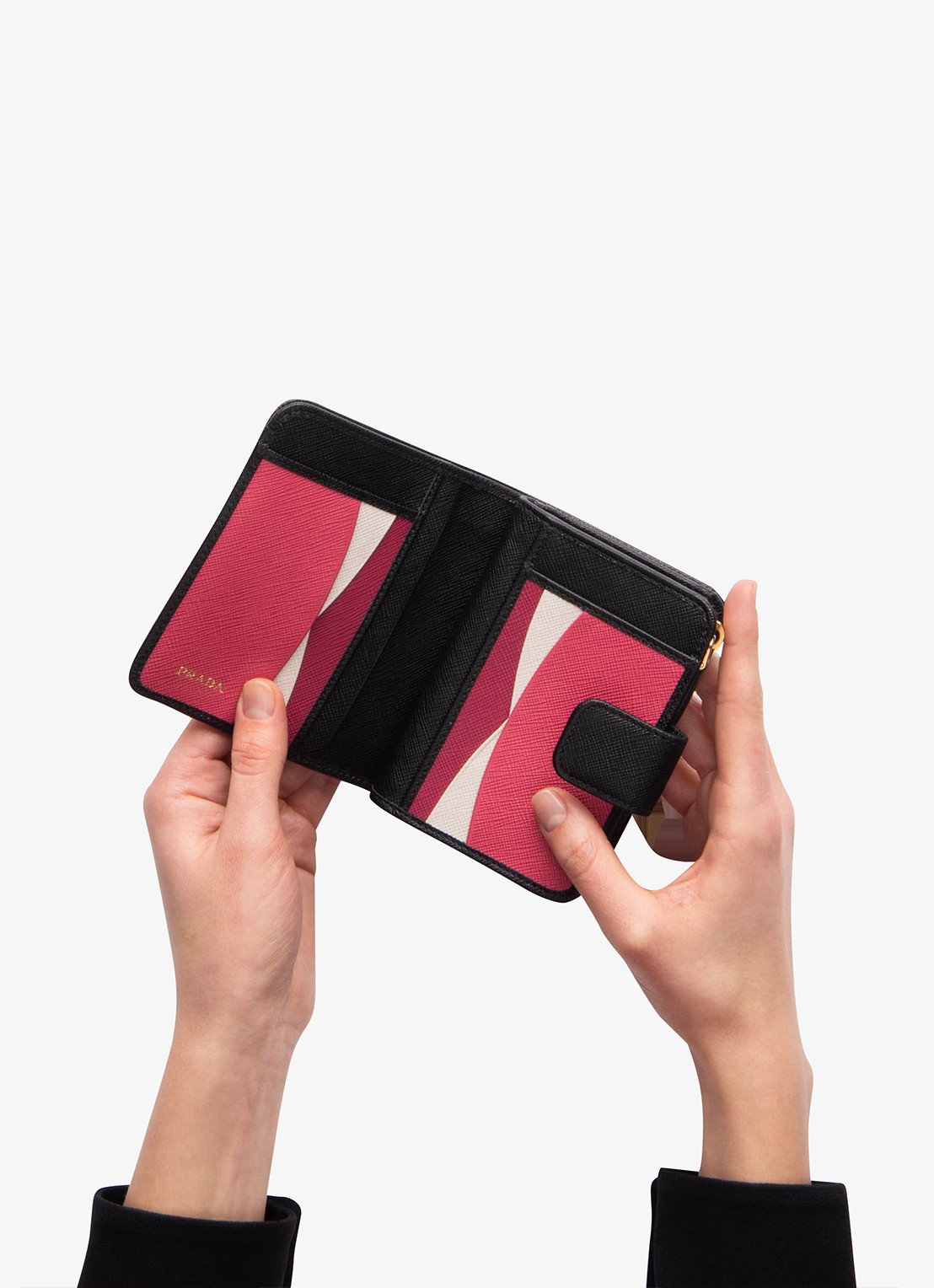 Prada Small portemonnee van kalfsleer - voorkant 6 zwart