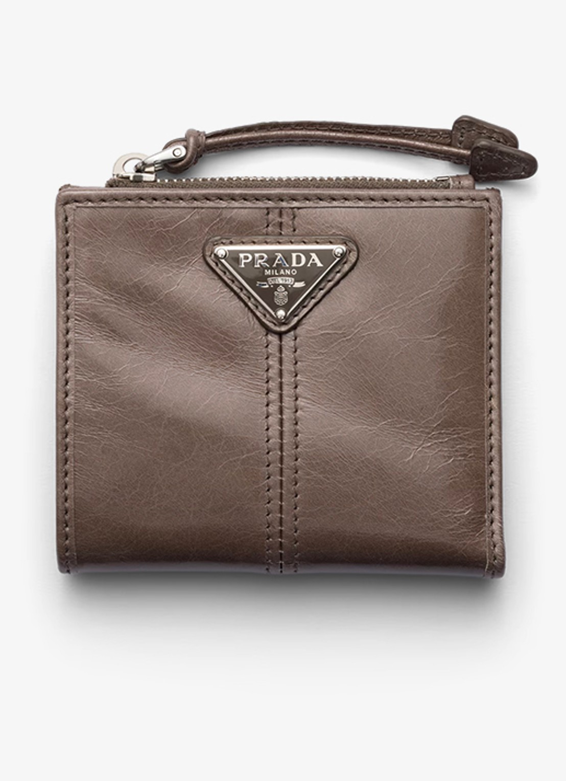 Prada Small portemonnee van kalfsleer - voorkant 2 taupe
